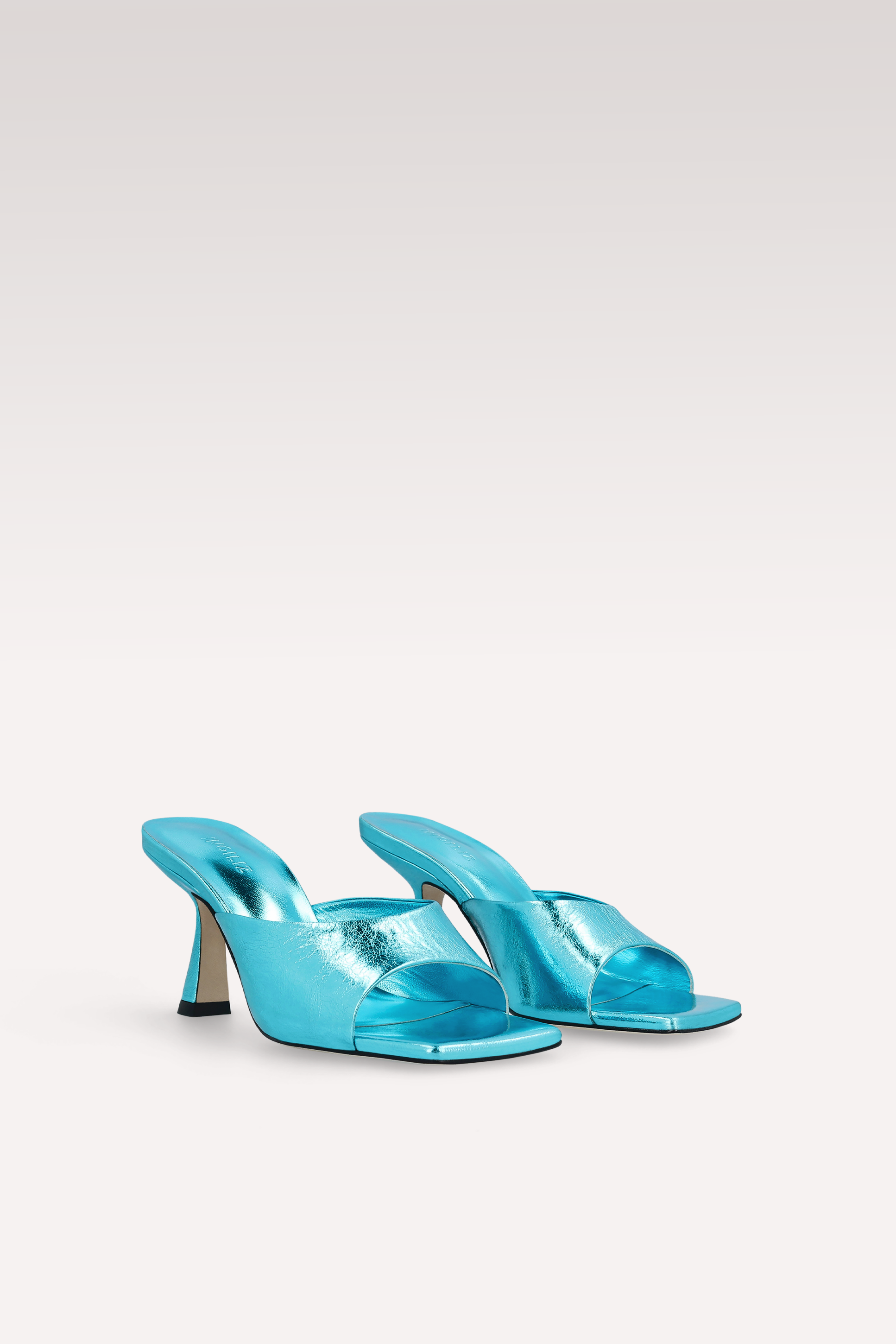 MULES IN PELLE METALLIZZATA BLU RENY