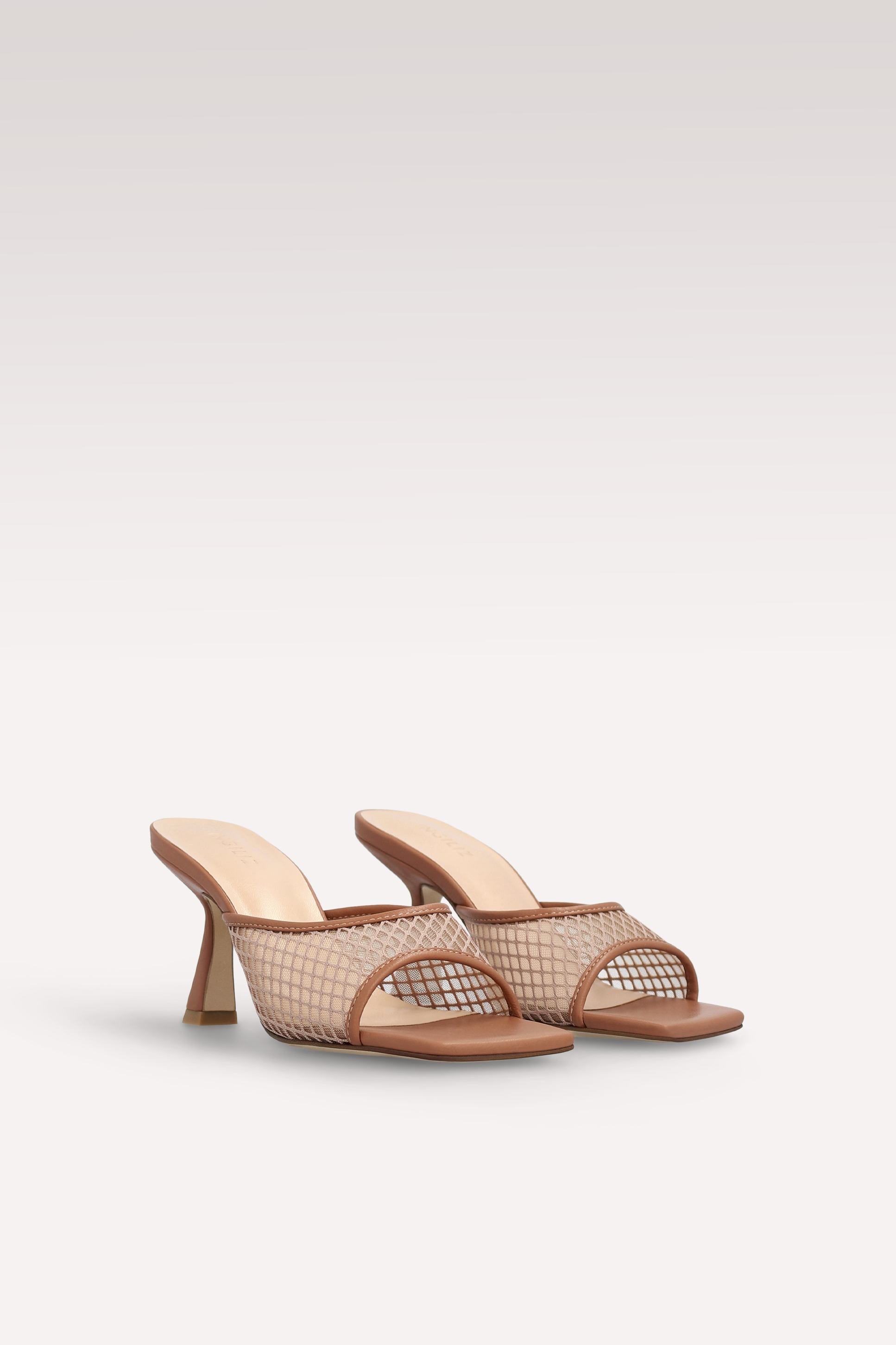 MULES REY IN PELLE E RETE MARRONE