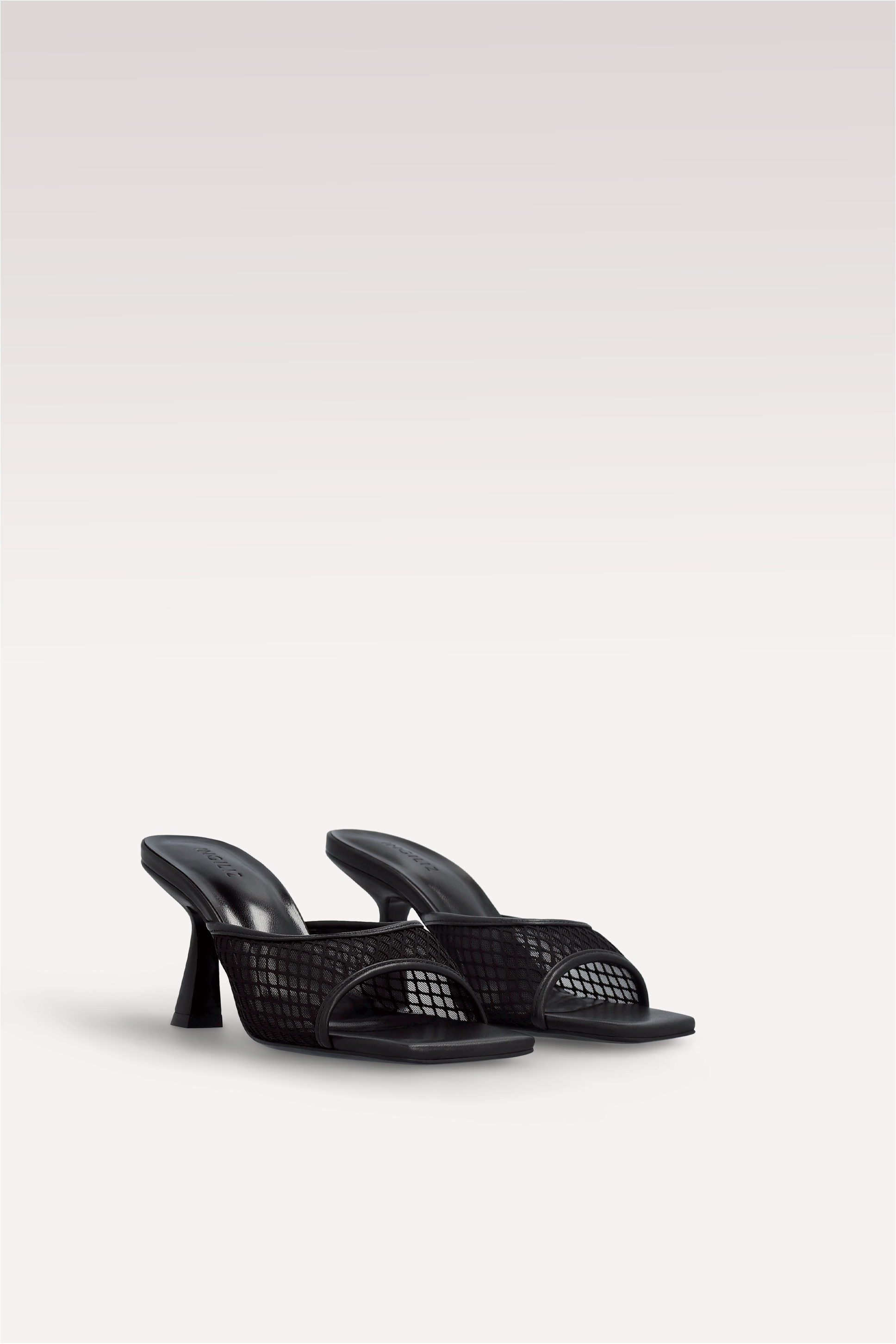 MULES REY IN PELLE NERA E RETE
