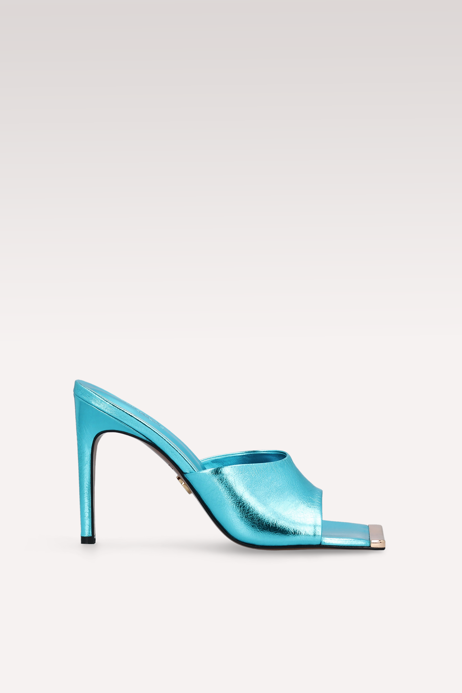 MULES KALINA IN PELLE METALLIZZATA ACQUAMARINA