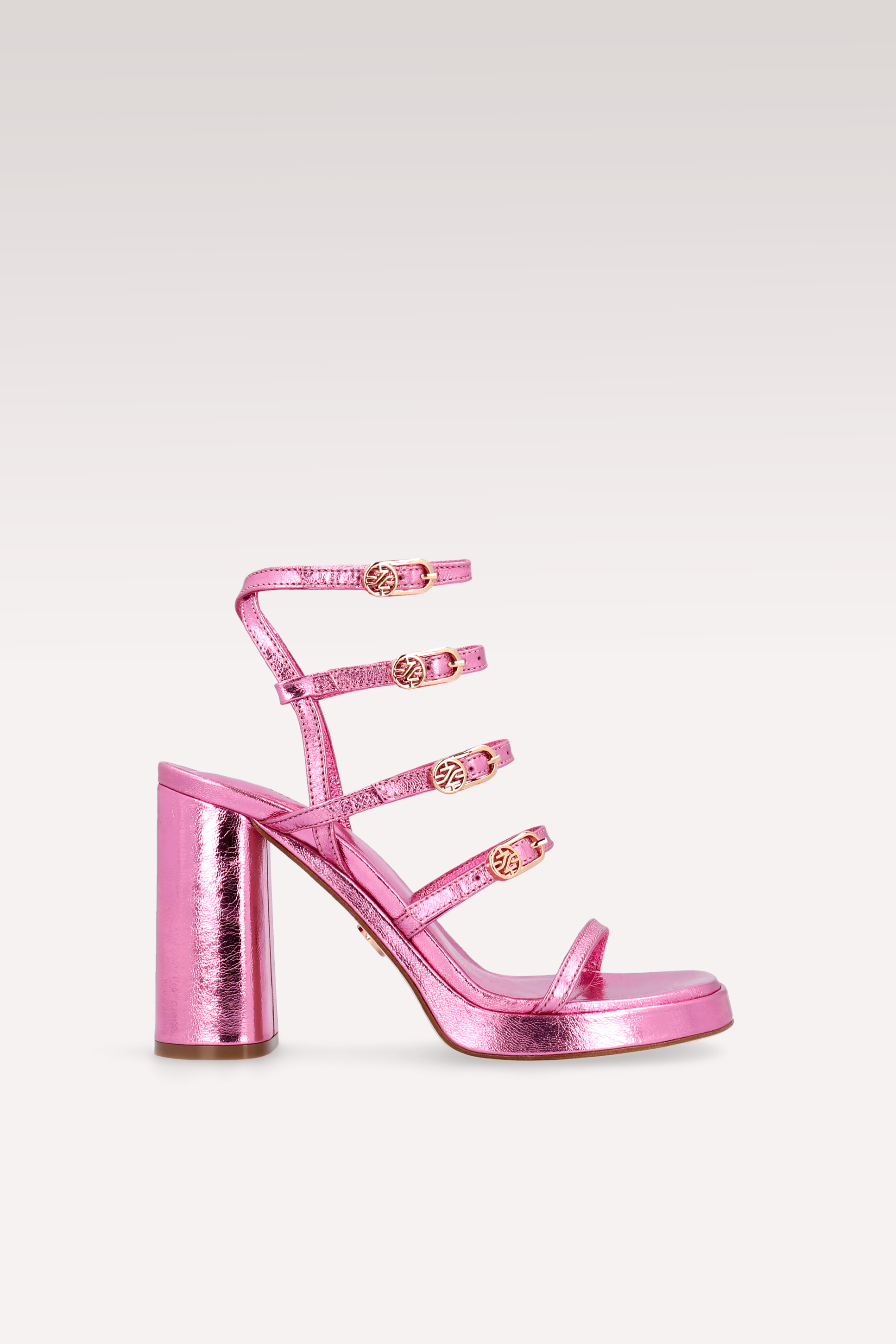 SANDALI CON PLATEAU IN PELLE METALLIZZATA RITA ROSA