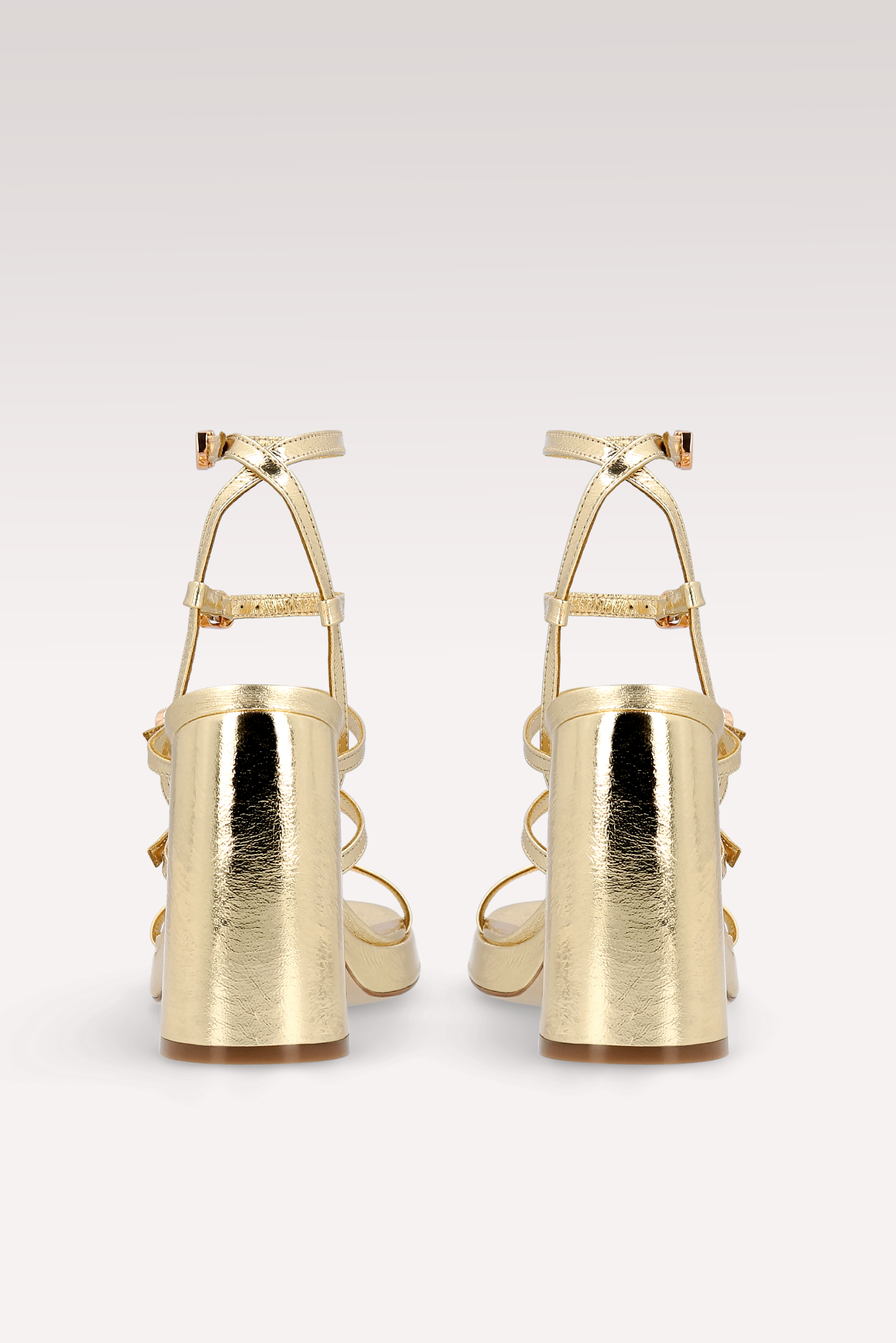 SANDALI CON PLATEAU IN PELLE METALLIZZATA RITA GOLD