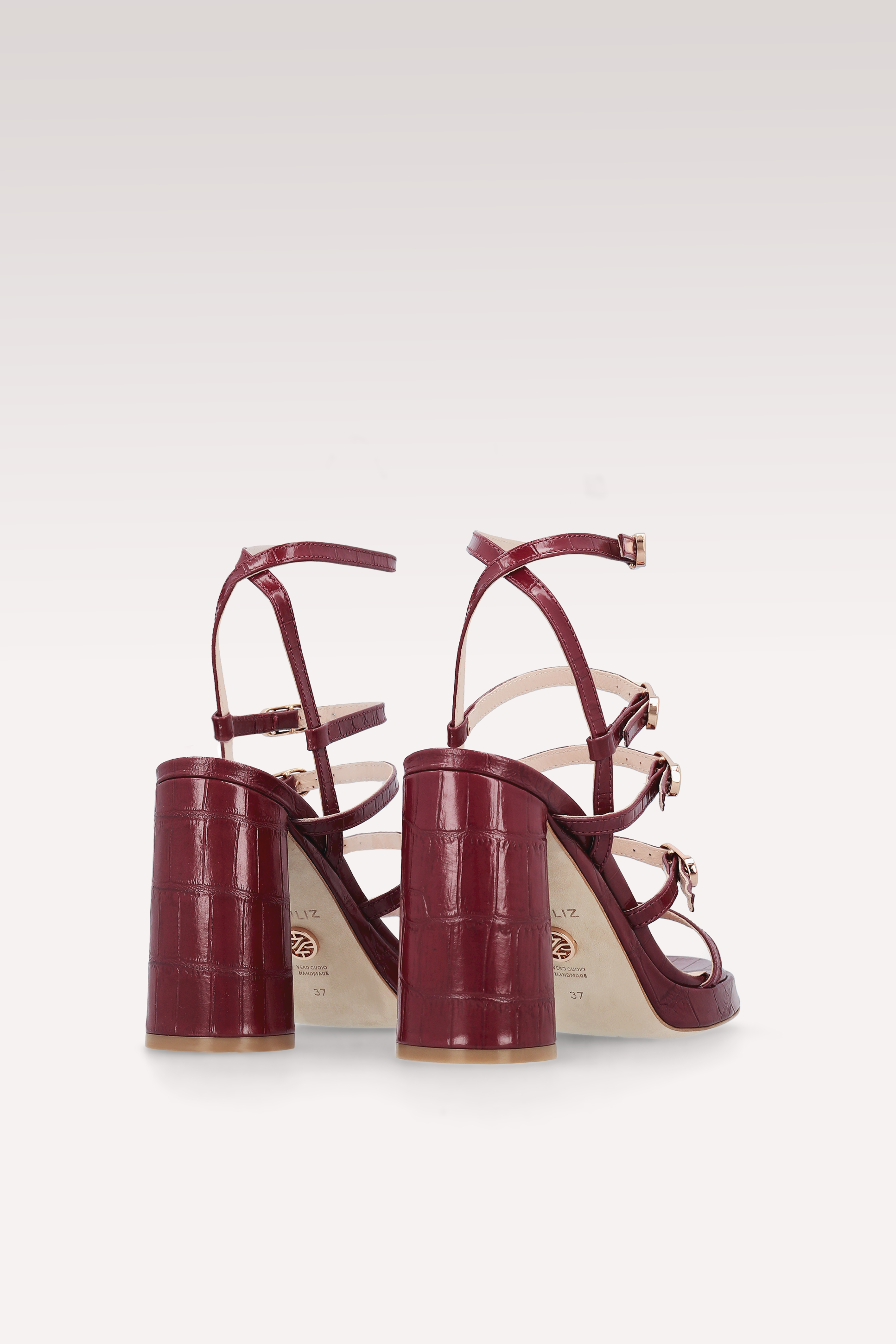 RITA BURGUNDY LEATHER PLATFORM SANDALS