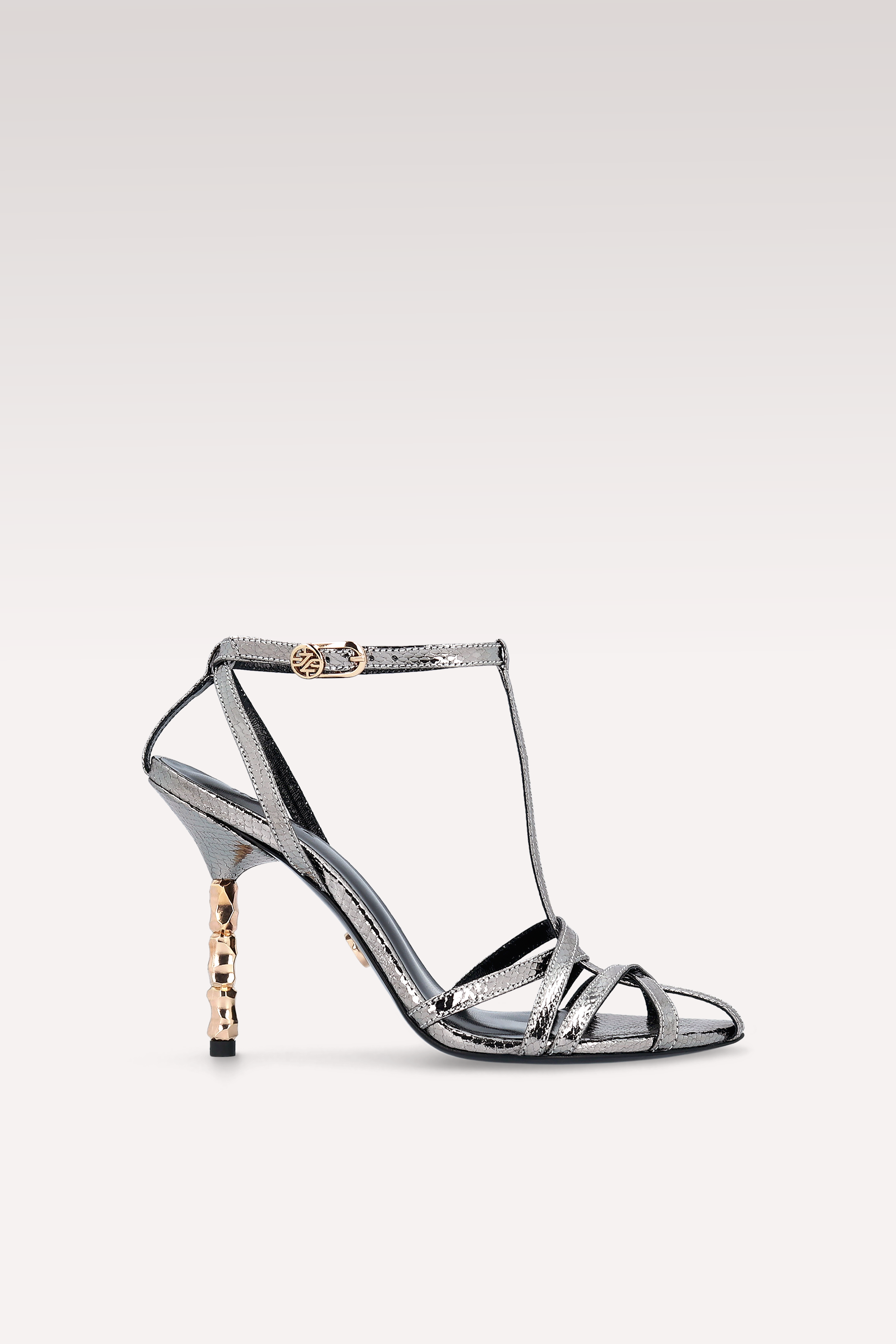 SANDALI IN PELLE ARGENTO SCURO SPECCHIATO ADA 100 VIPER