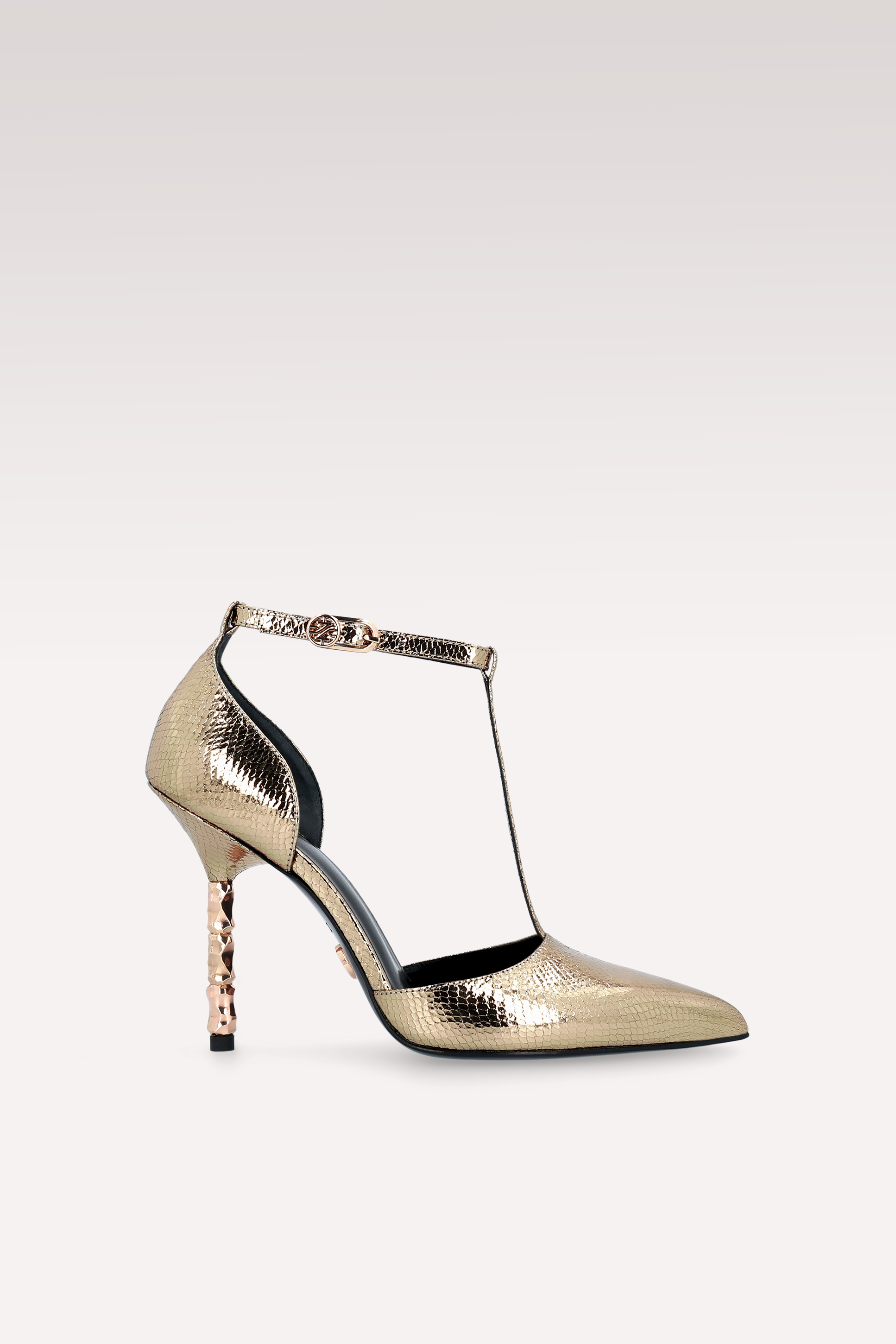 DÉCOLLETÉ ASTRID 101 MINI VIPER IN PELLE ORO SPECCHIATA