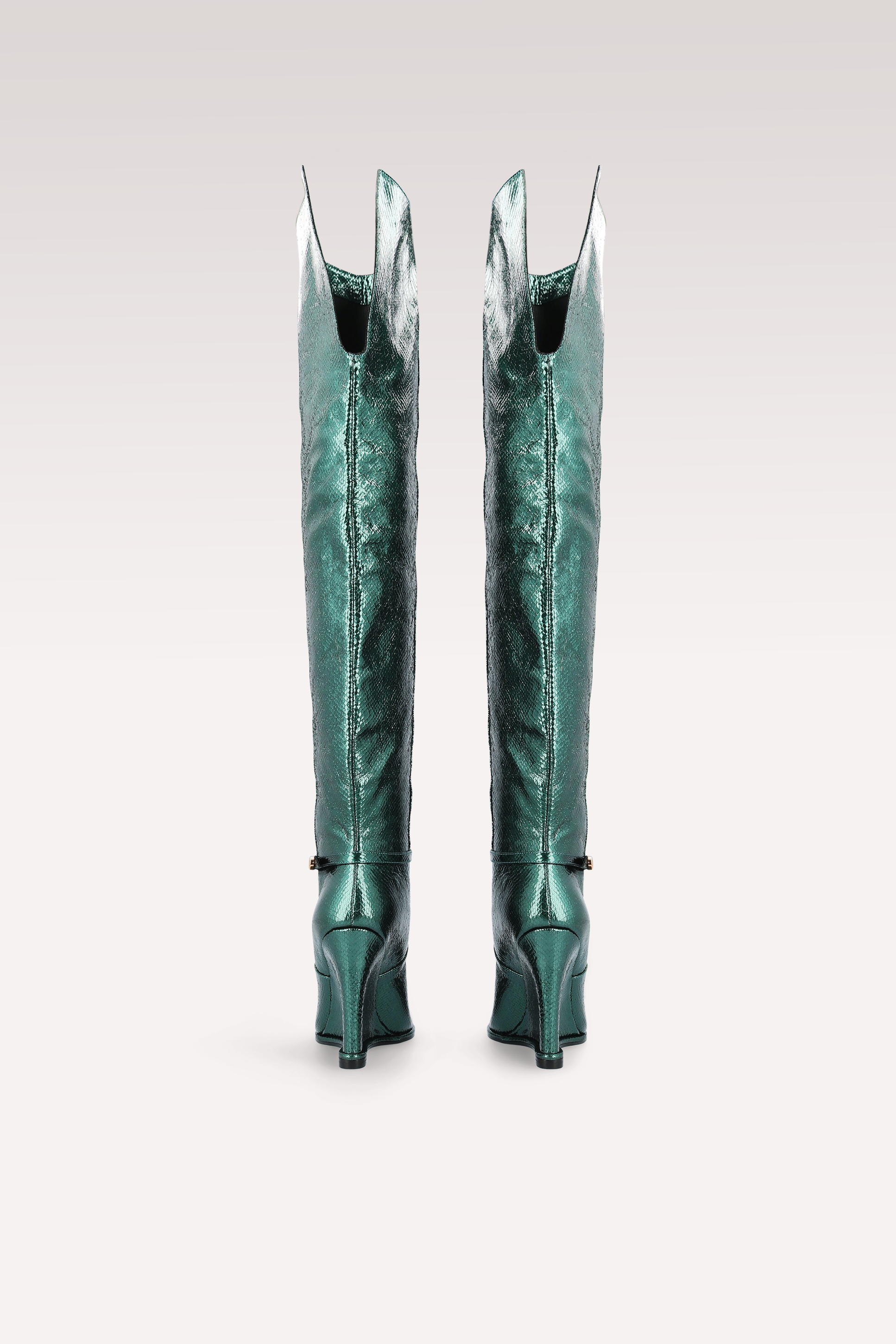 STIVALI IN PELLE GOFFRATA MINI VIPER VERDE MONA LISA 02