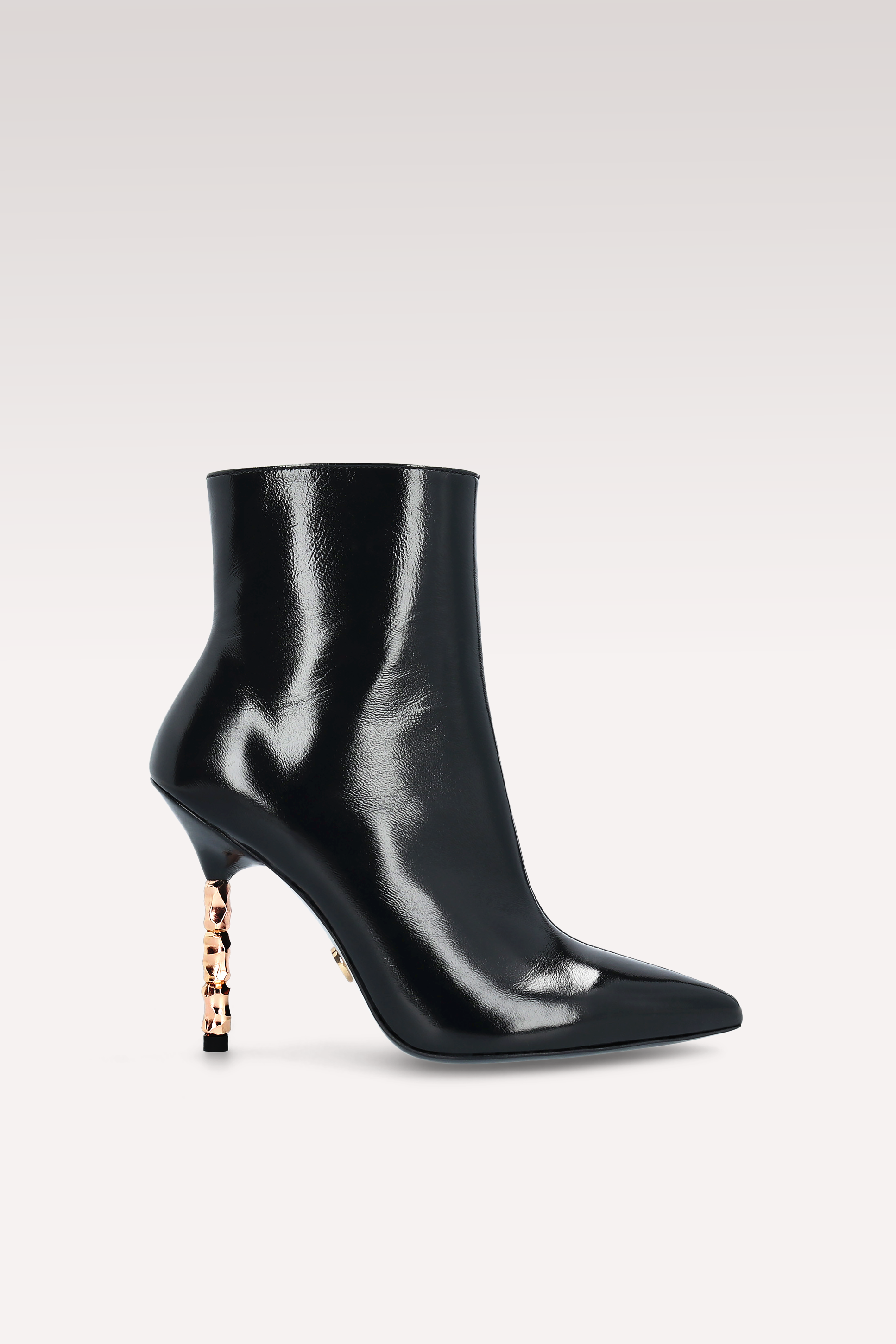ASTRID ZIP 01 BLACK GLOSS LEATHER ANKLE BOOTS