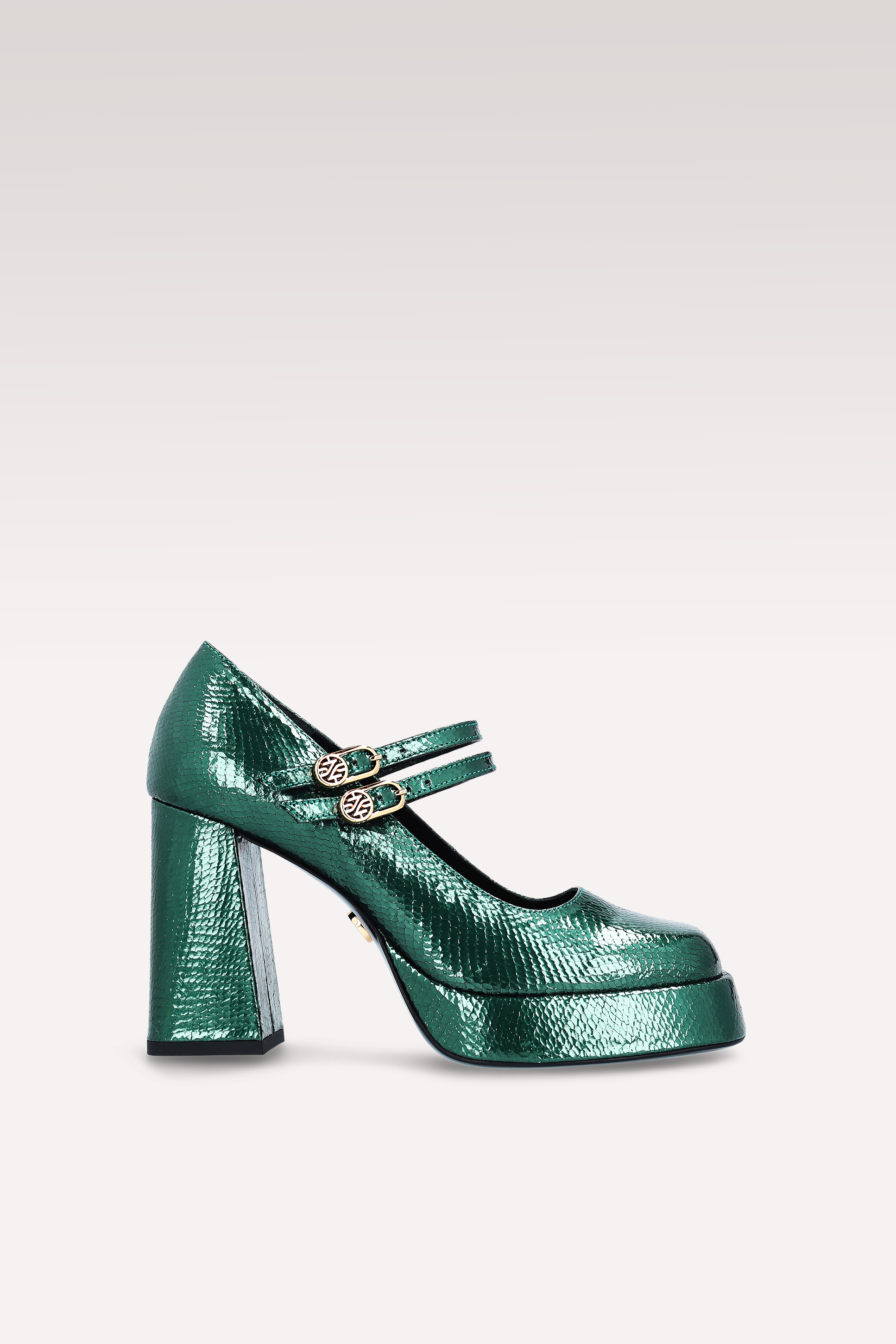 CINDY BEBE 01 MINI VIPER DÉCOLLETÉ CON PLATEAU IN PELLE GOFFRATA VERDE MUSCHIO
