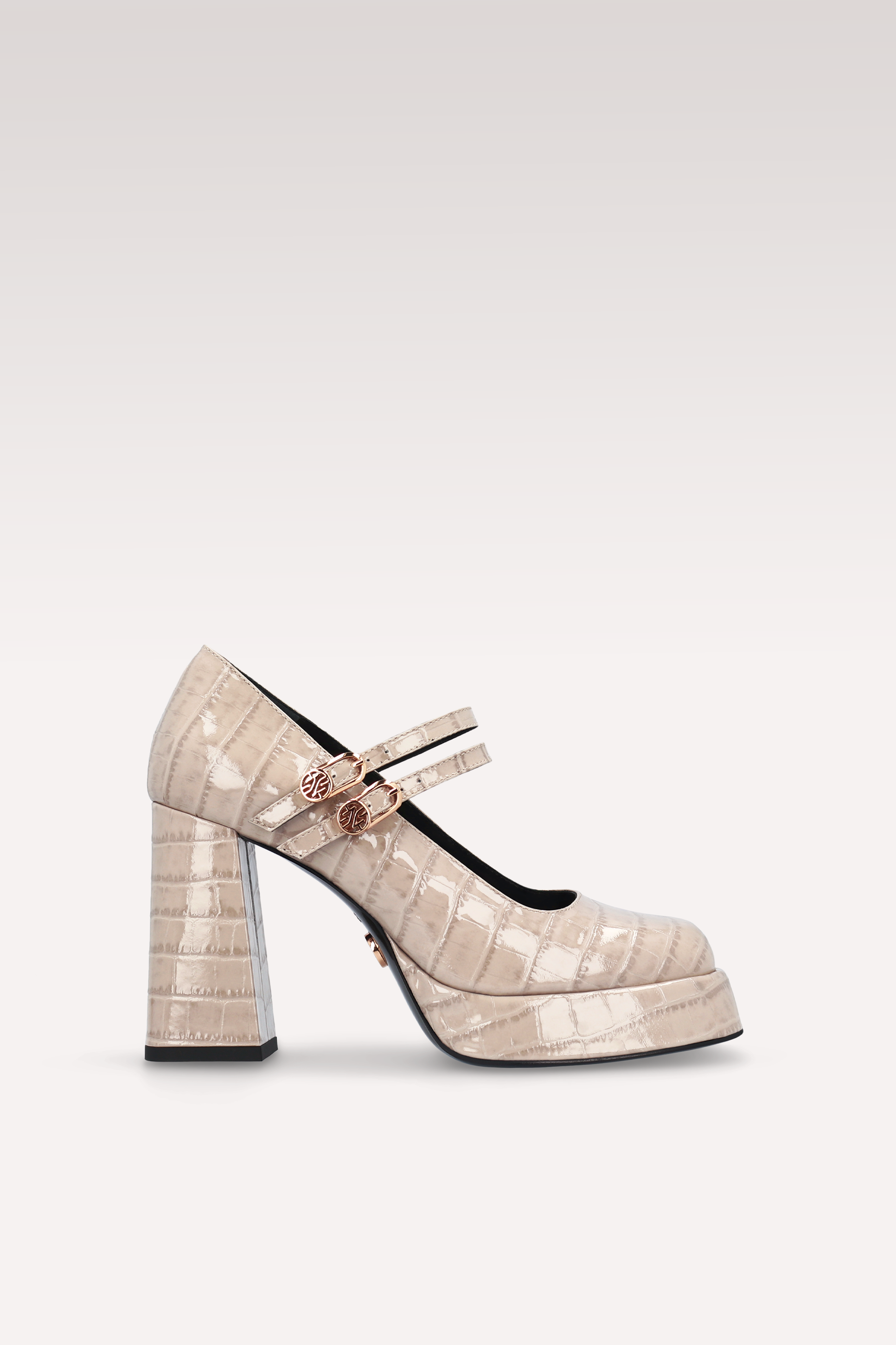 CINDY BEBE 02 DÉCOLLETÉ CON PLATEAU IN PELLE VERNICIATA GOFFRATA COCCO BEIGE
