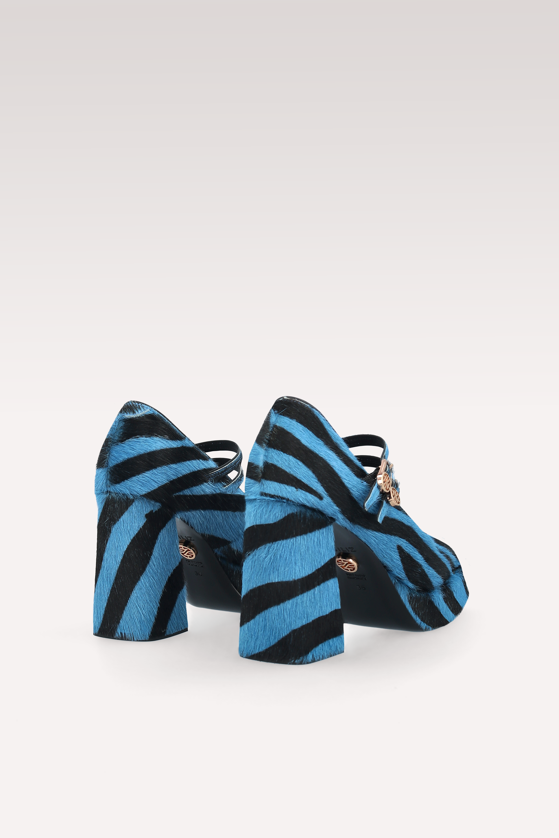 CINDY BEBE TWO 01 SCARPE IN CAVALLO CON STAMPA ZEBRA BLU
