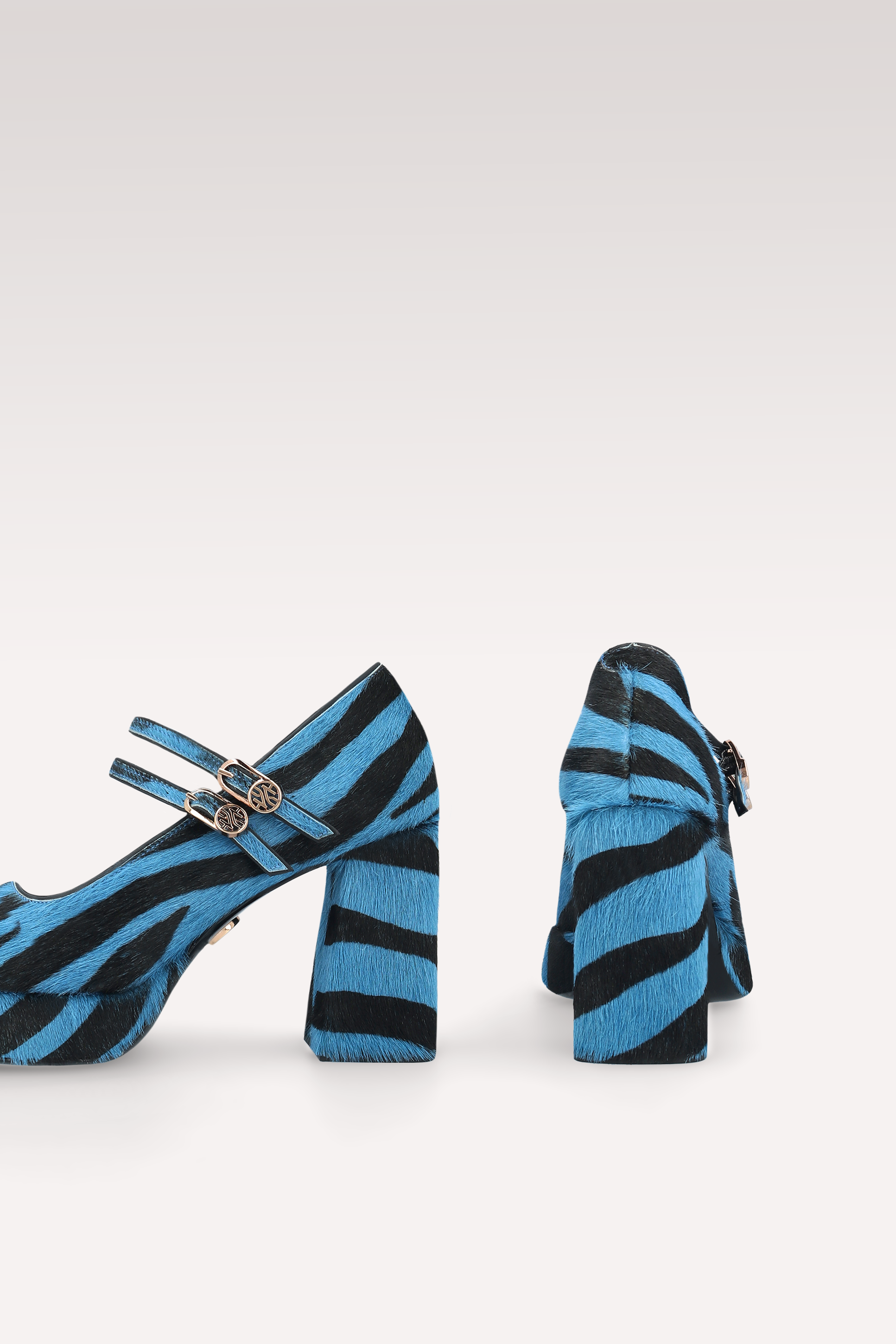 CINDY BEBE TWO 01 SCARPE IN CAVALLO CON STAMPA ZEBRA BLU