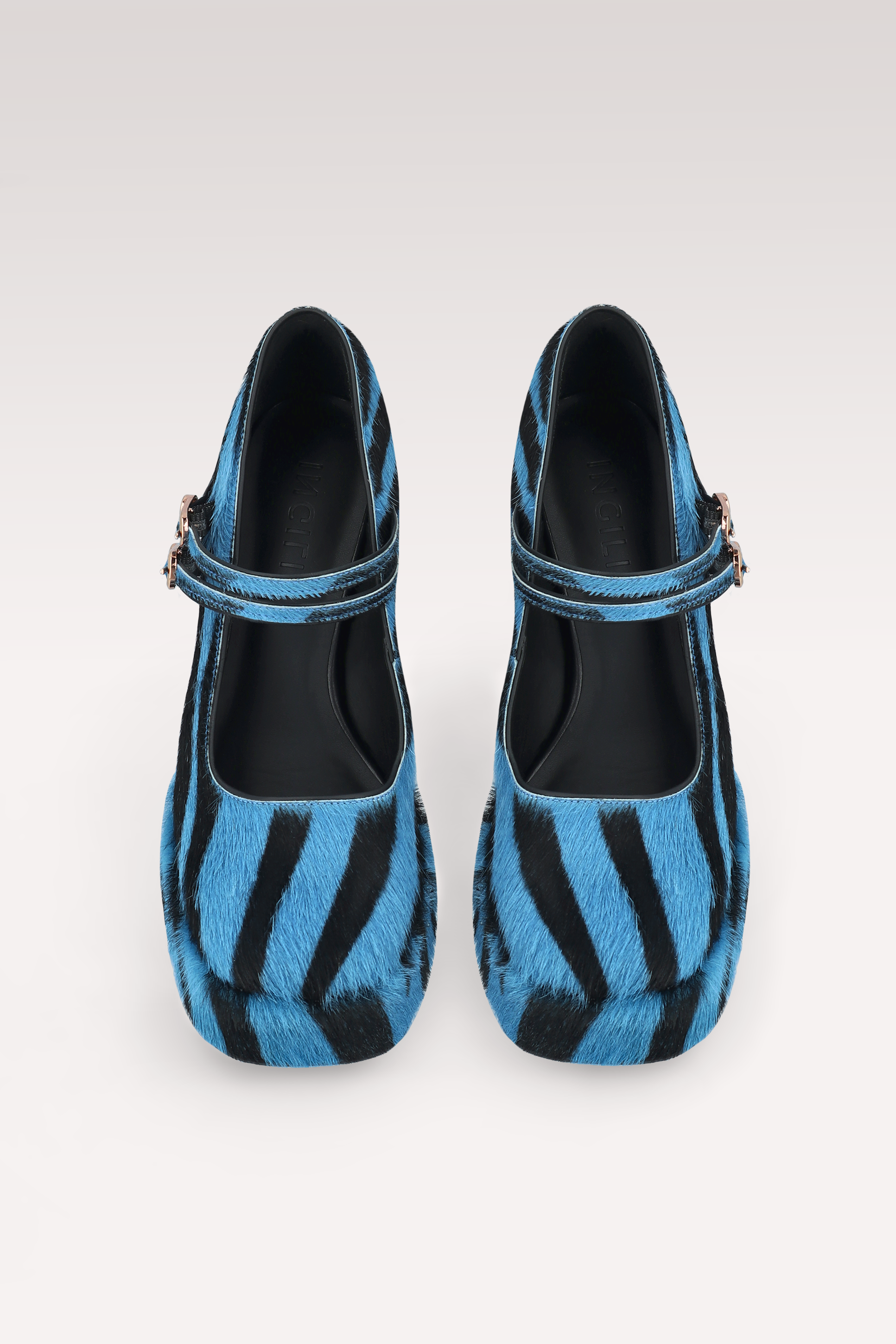 CINDY BEBE TWO 01 SCARPE IN CAVALLO CON STAMPA ZEBRA BLU