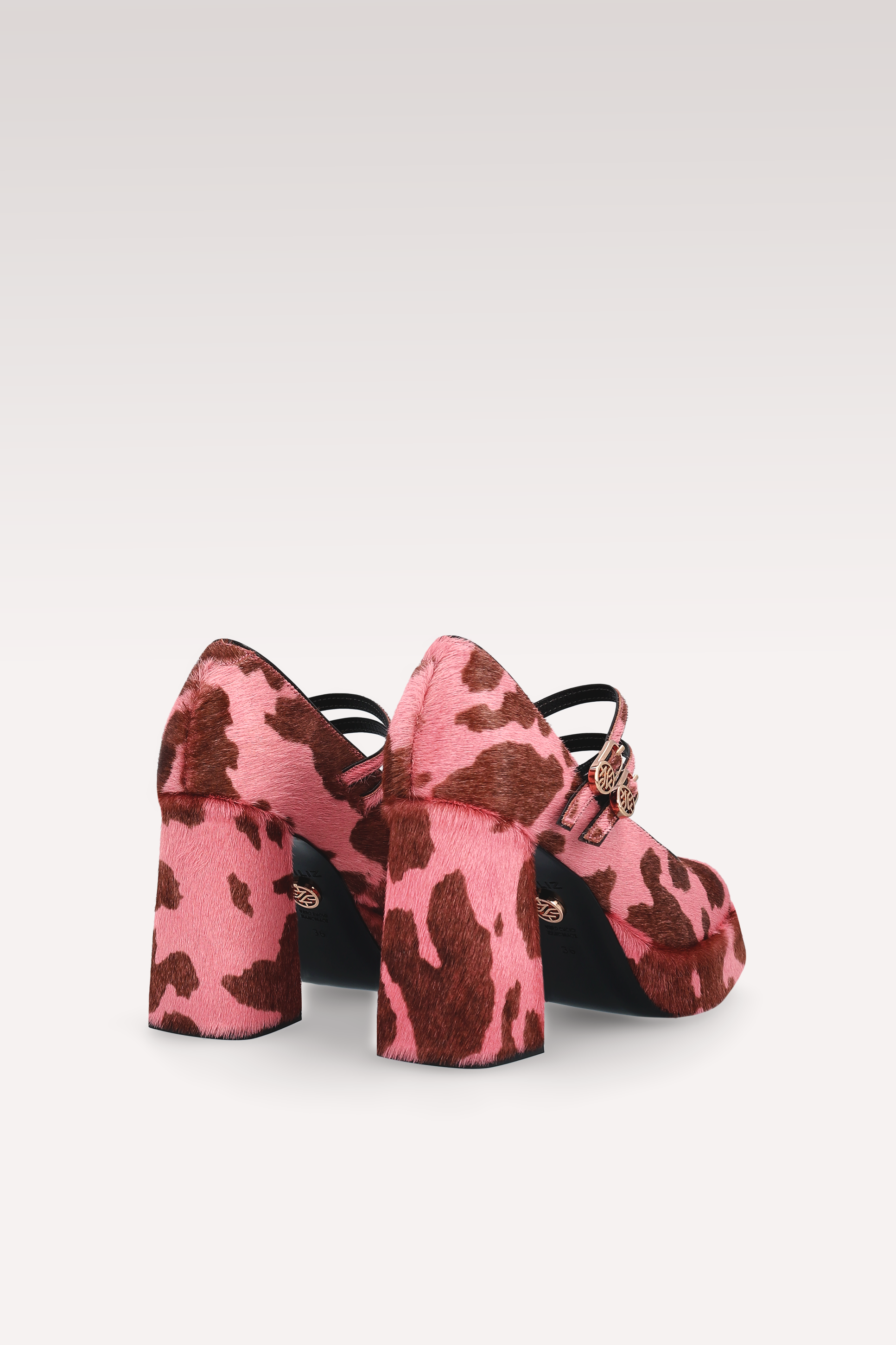 CINDY BEBE 01 DÉCOLLETÉ CON PLATEAU IN CAVALLO STAMPA MUCCA ROSA