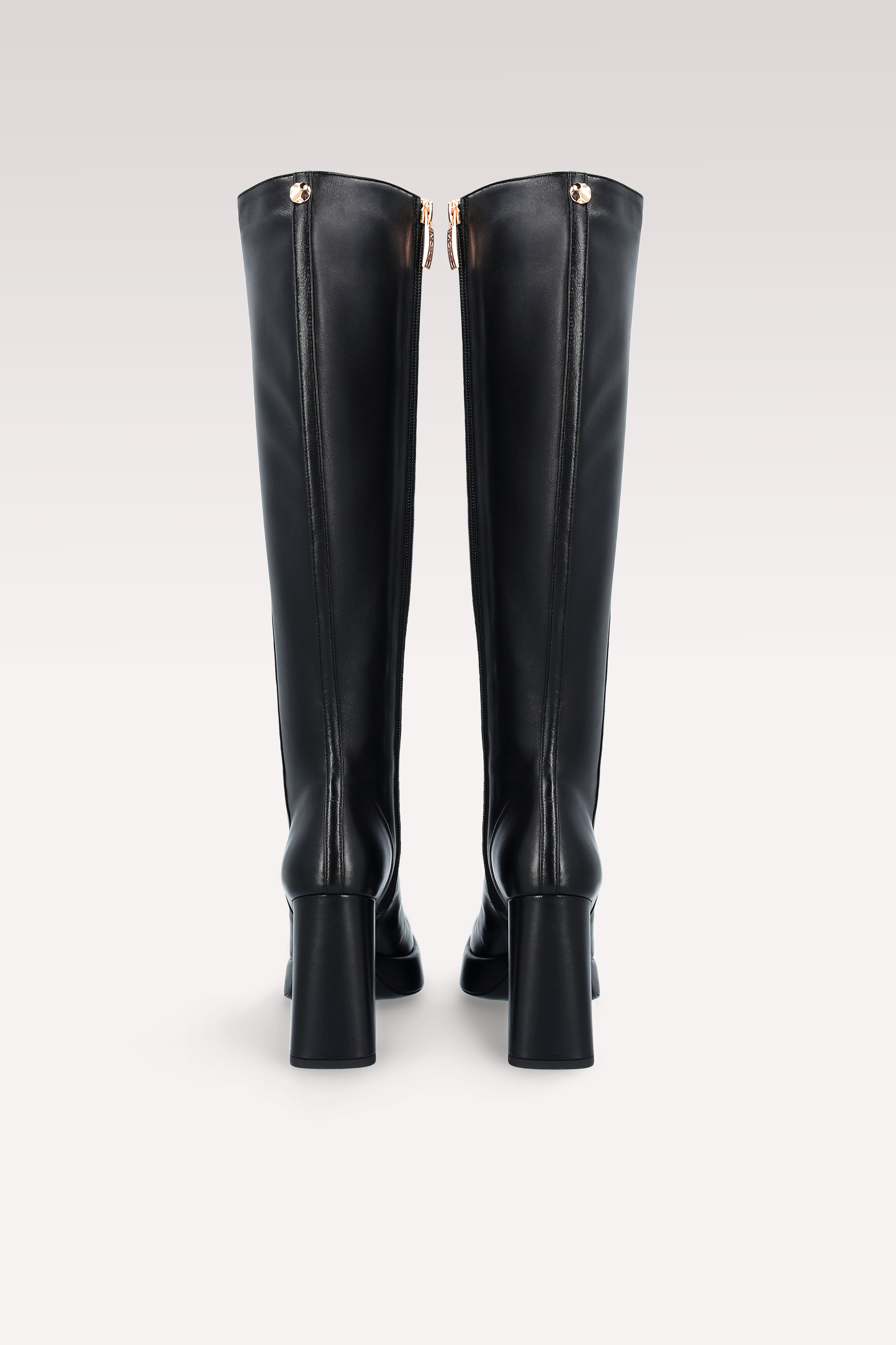 CINDY 01 STIVALI CON PLATEAU IN PELLE LISCIA NERA