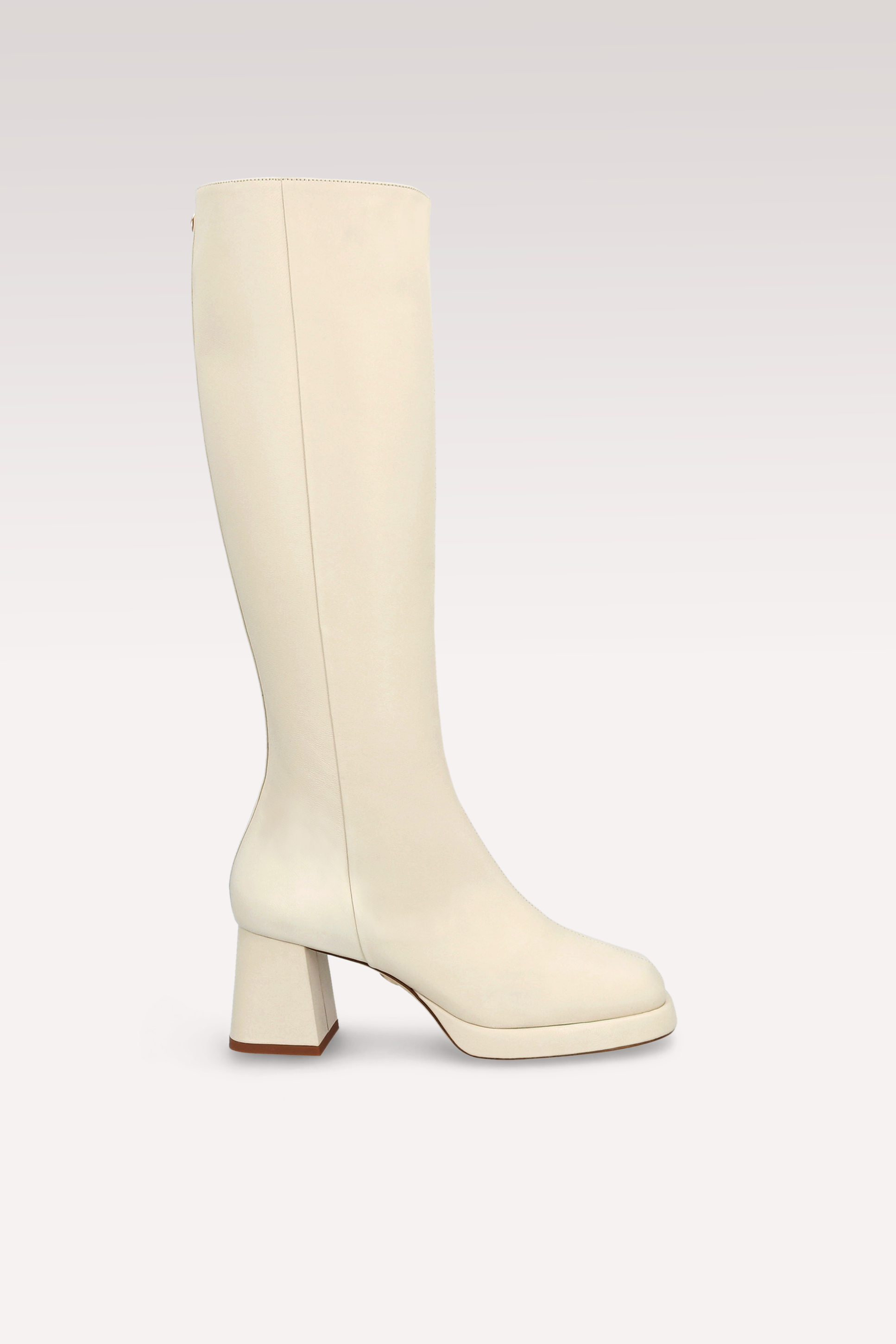 STIVALI CON PLATEAU IN PELLE LISCIA CONNIE 01 AVORIO