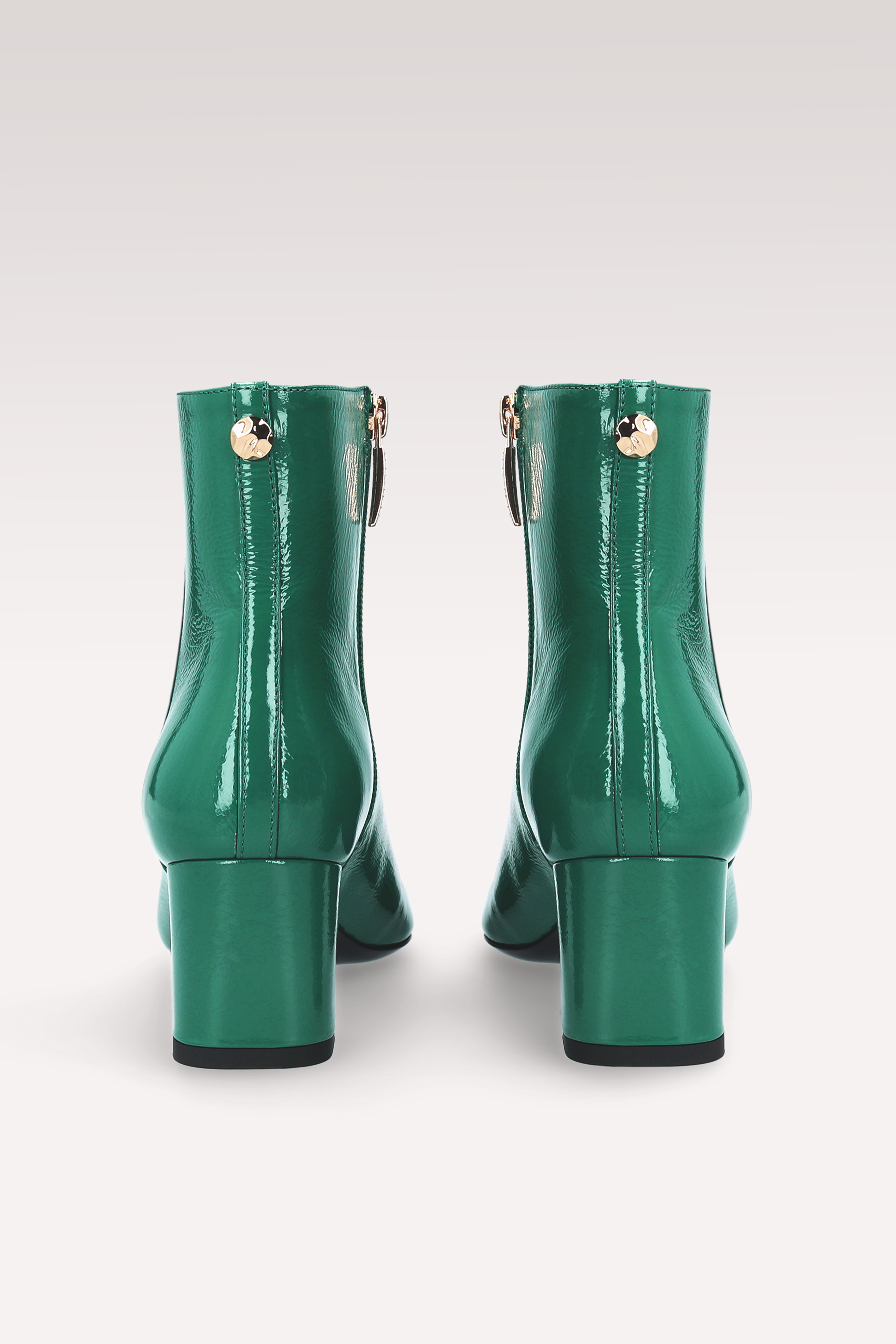 STIVALETTI DEBBY ZIP 01 IN VERNICE VERDE SCHIACCIATA