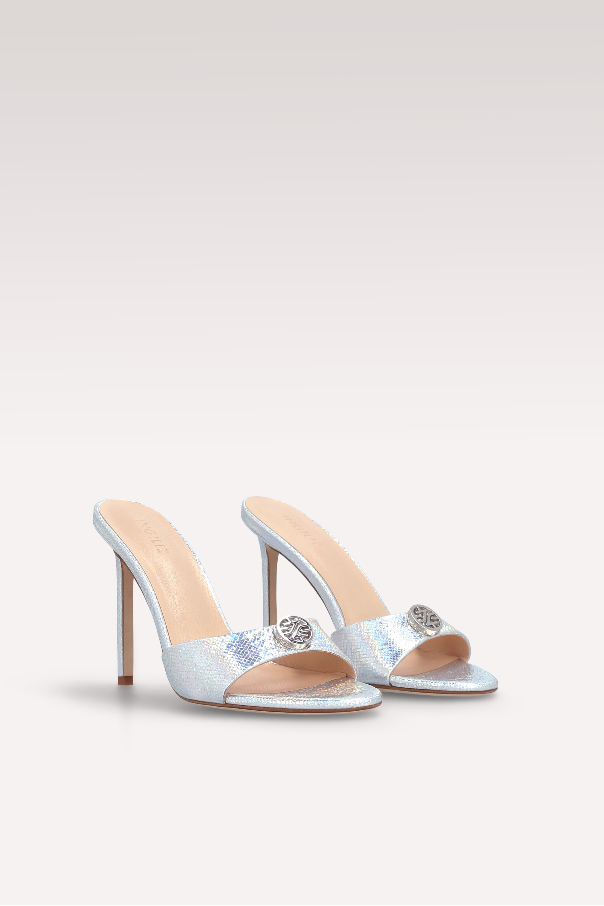 ATHENA 02 MULES IN PELLE GOFFRATA ARGENTO