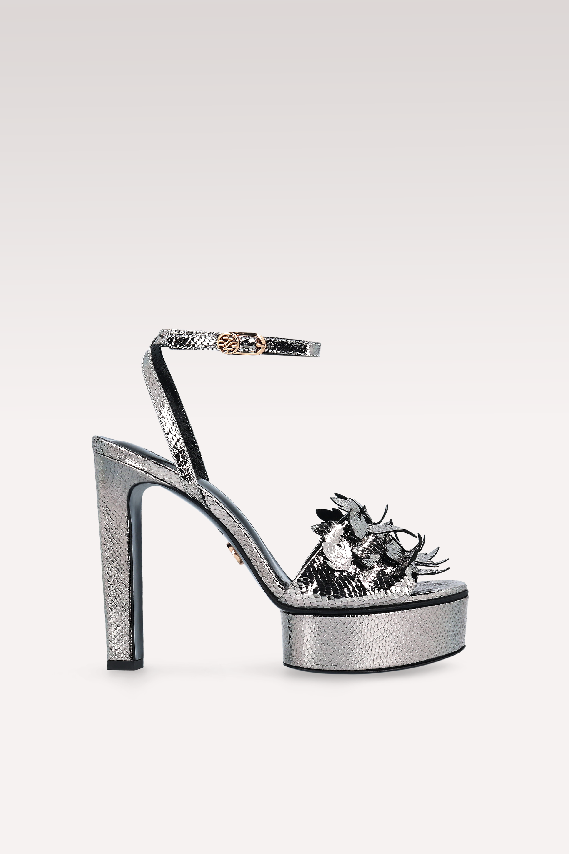 SANDALI PATTY 02 VIPER MIRROR IN PELLE ARGENTO SCURO