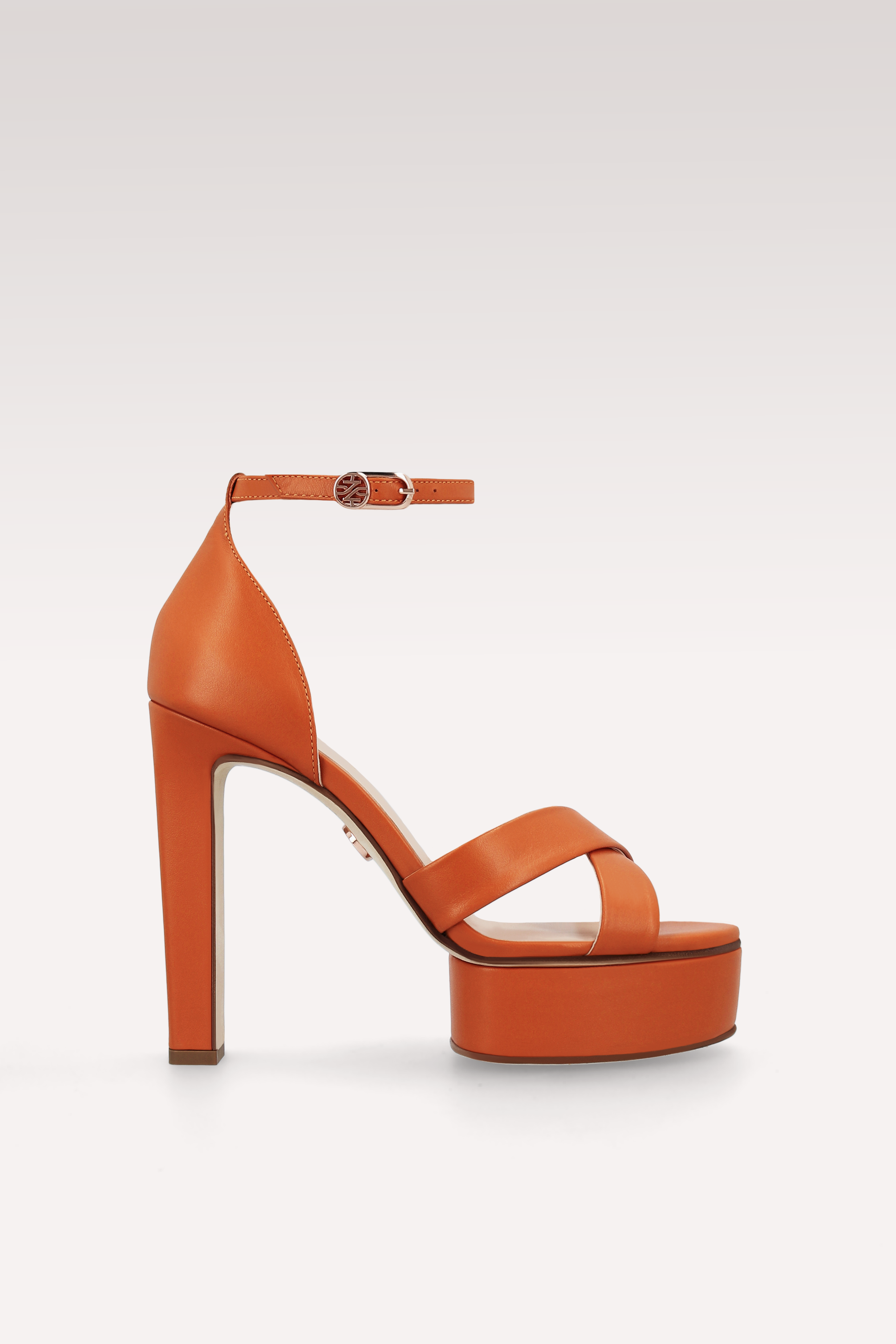 PATTY BURNT ORANGE LEATHER PLATFORM SANDALS
