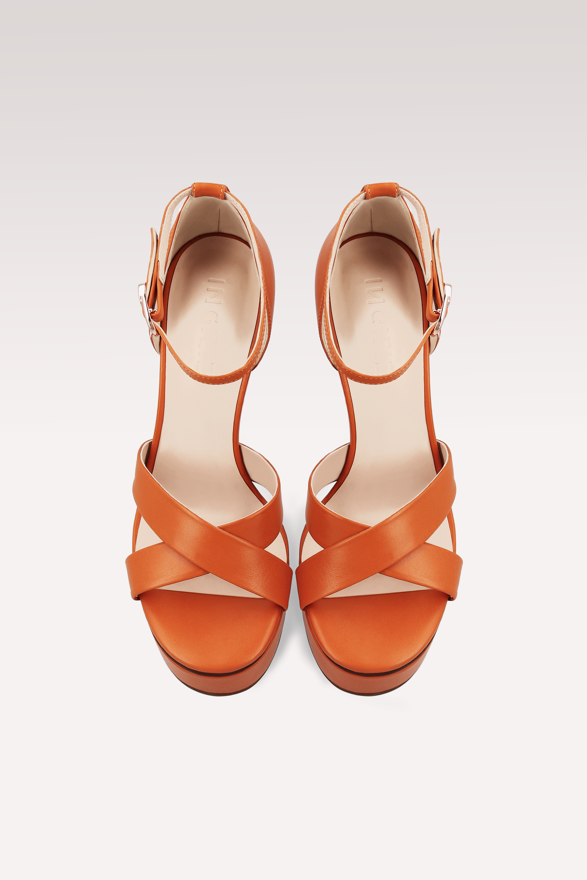 PATTY BURNT ORANGE LEATHER PLATFORM SANDALS