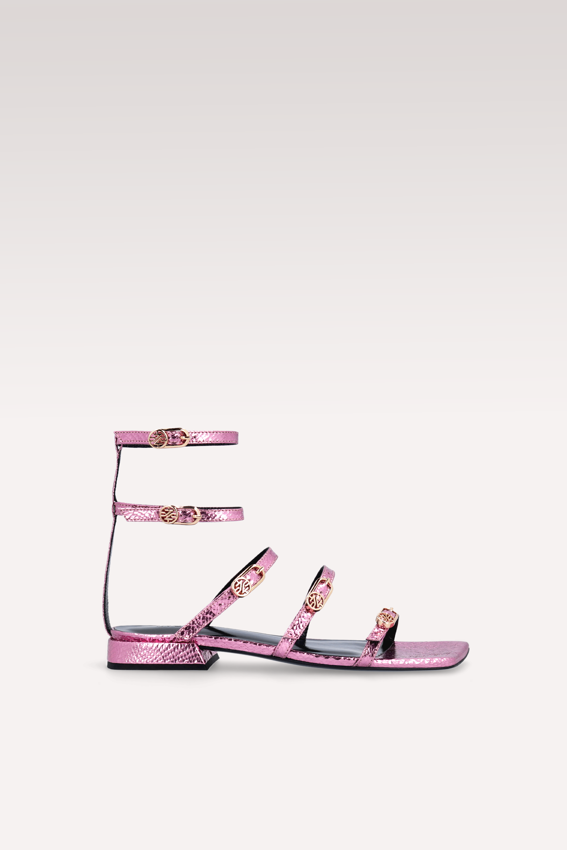 SANDALI POLLY 02 MINI VIPER MIRROR IN PELLE ROSA