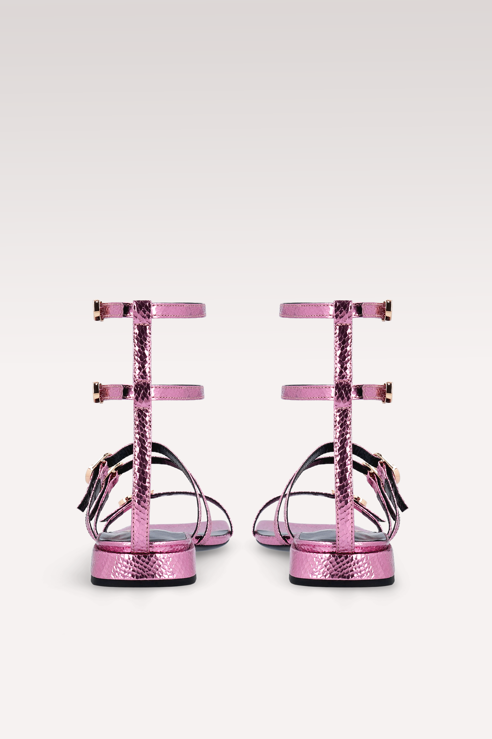 SANDALI POLLY 02 MINI VIPER MIRROR IN PELLE ROSA
