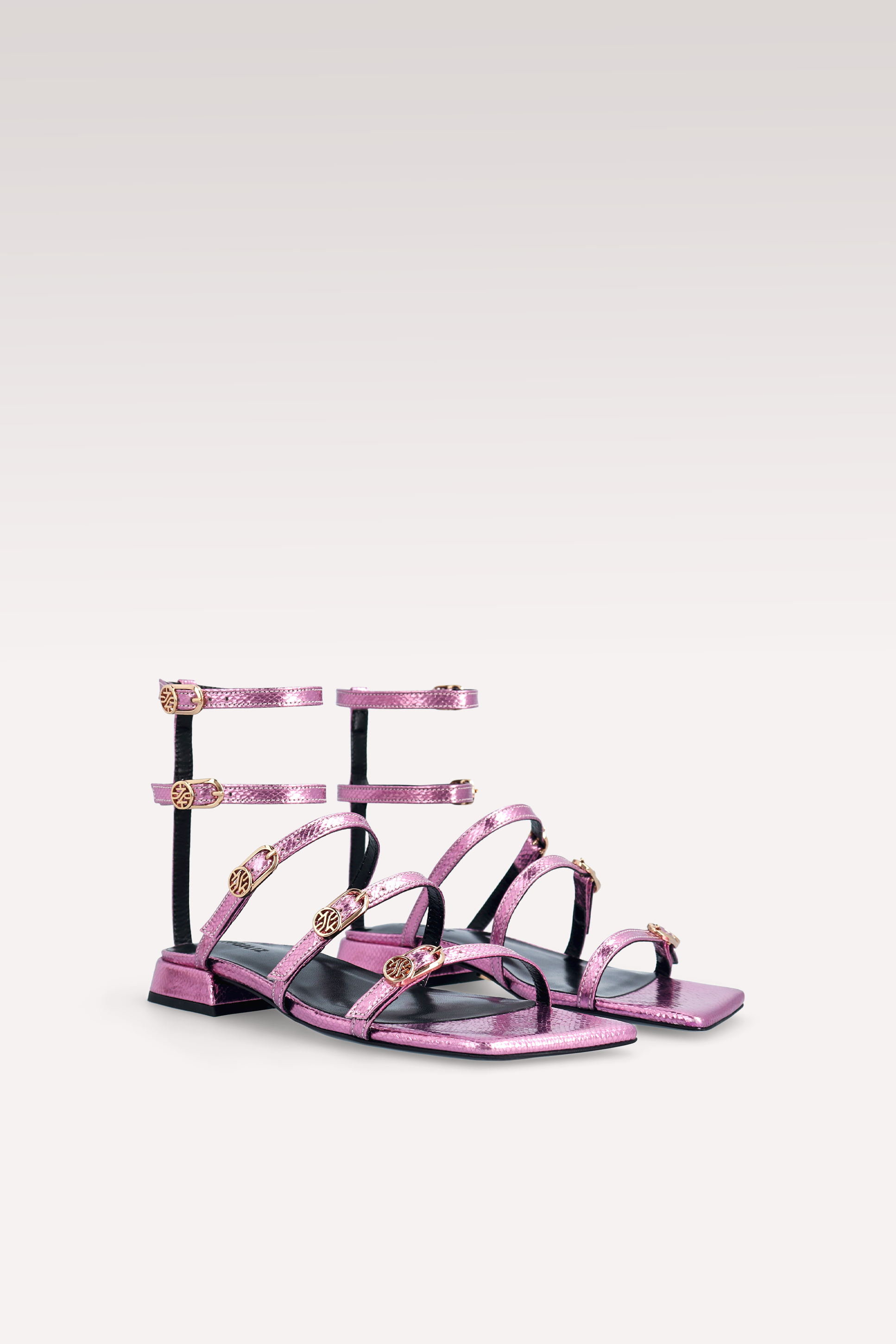 SANDALI POLLY 02 MINI VIPER MIRROR IN PELLE ROSA