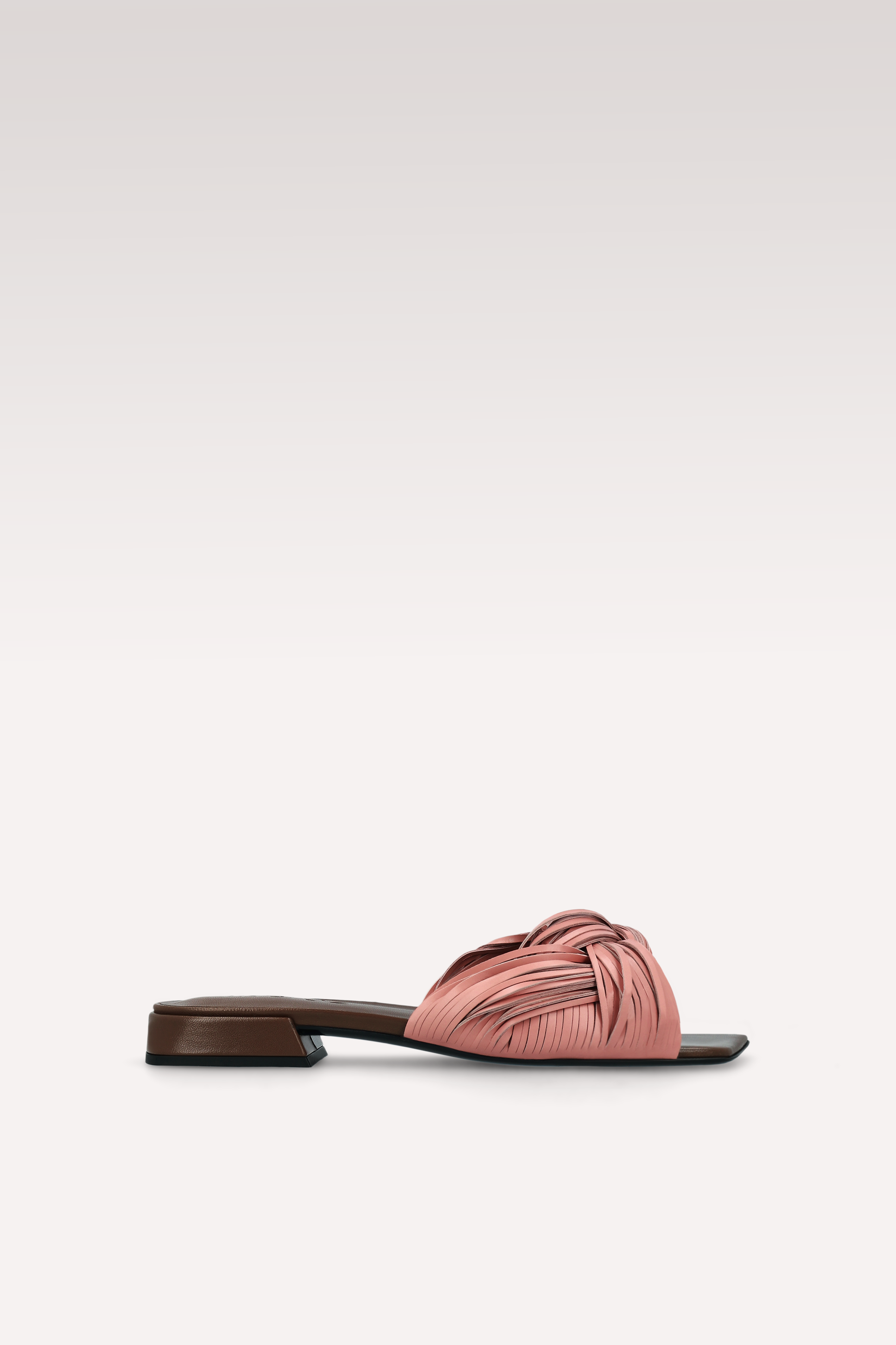 LEXI DUSTY ROSE PINK AND CHOCOLATE BROWN LEATHER MULES
