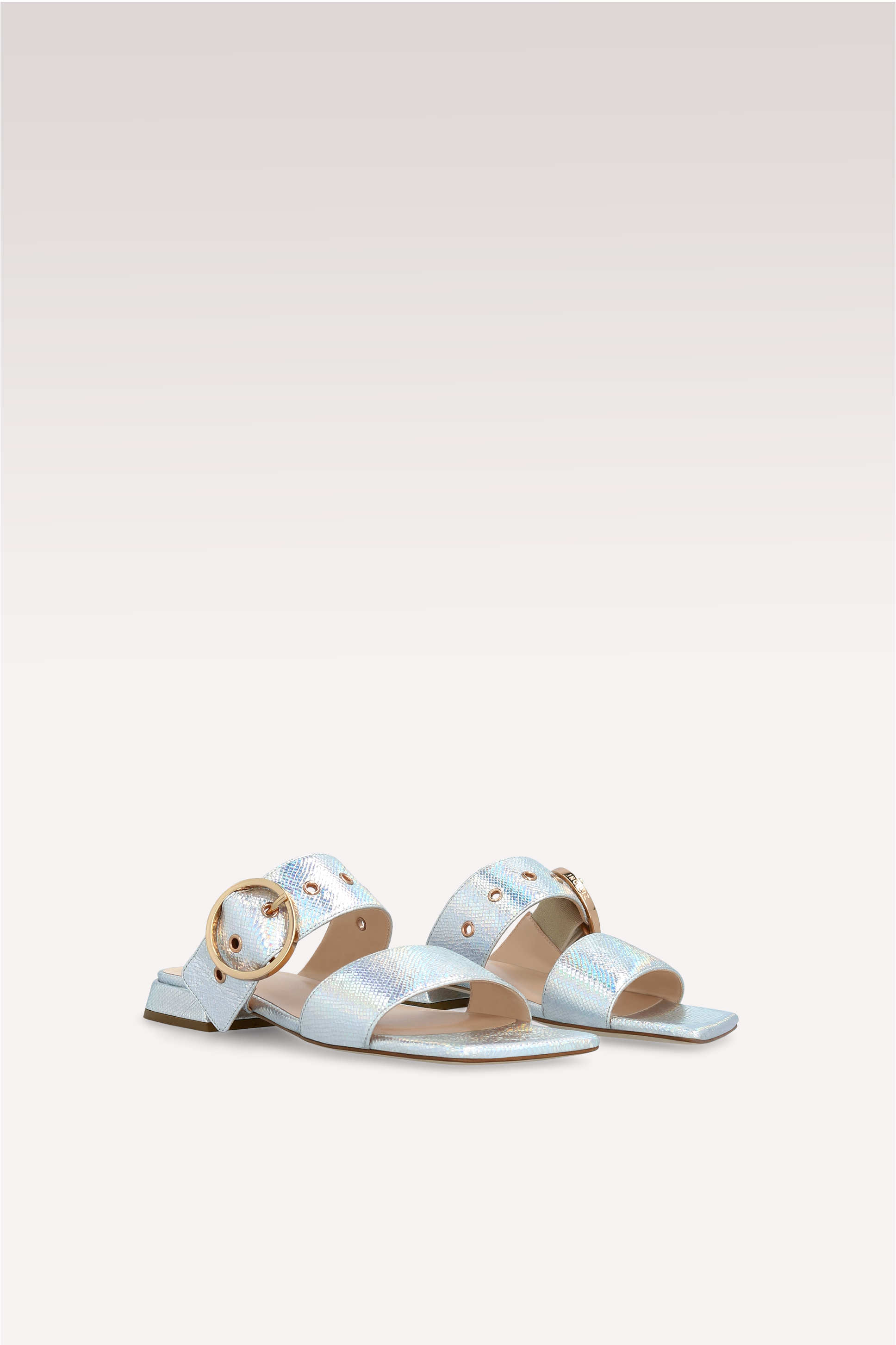 MULES LUNA IN PELLE GOFFRATA ARGENTO