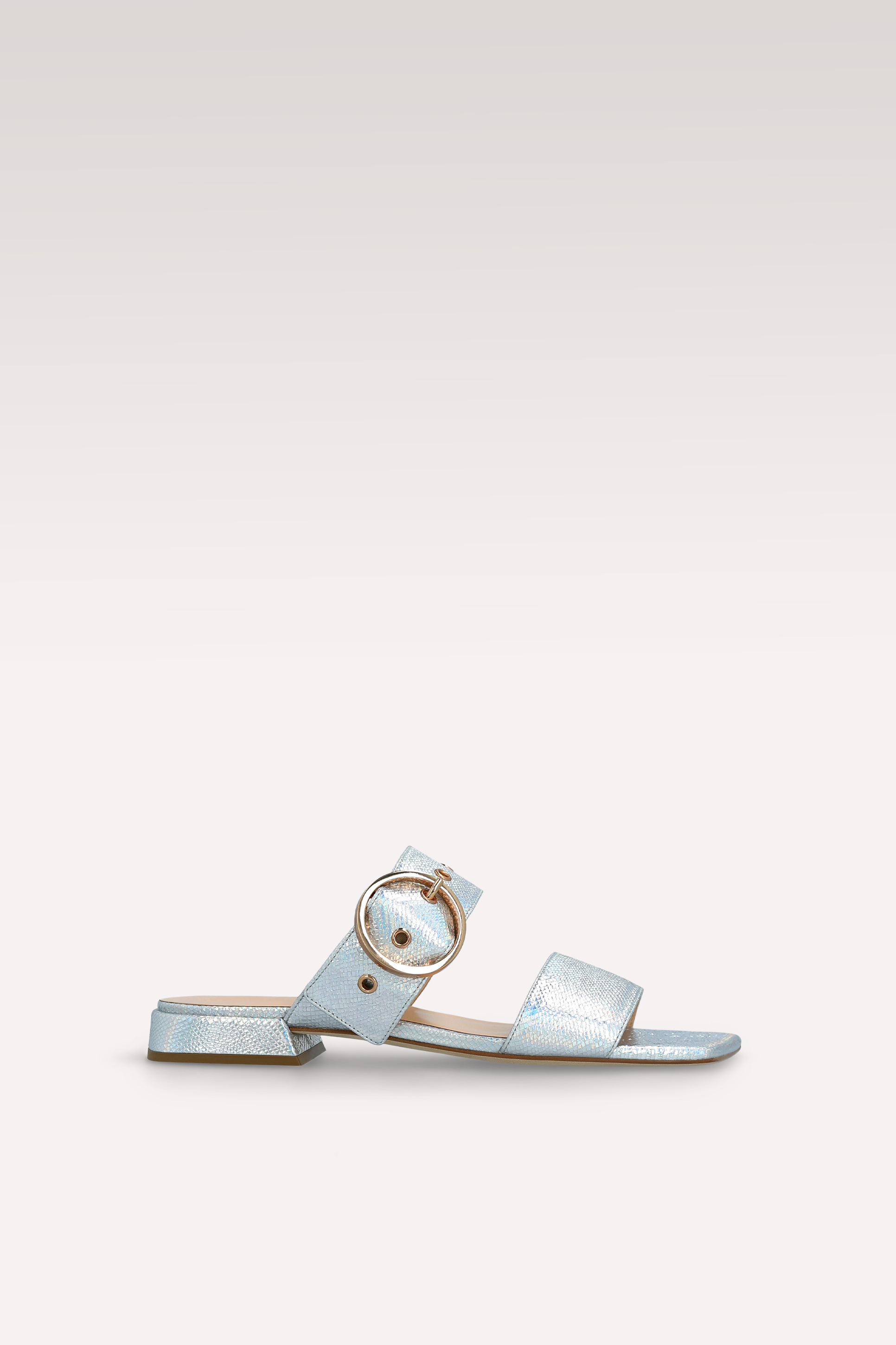 MULES LUNA IN PELLE GOFFRATA ARGENTO
