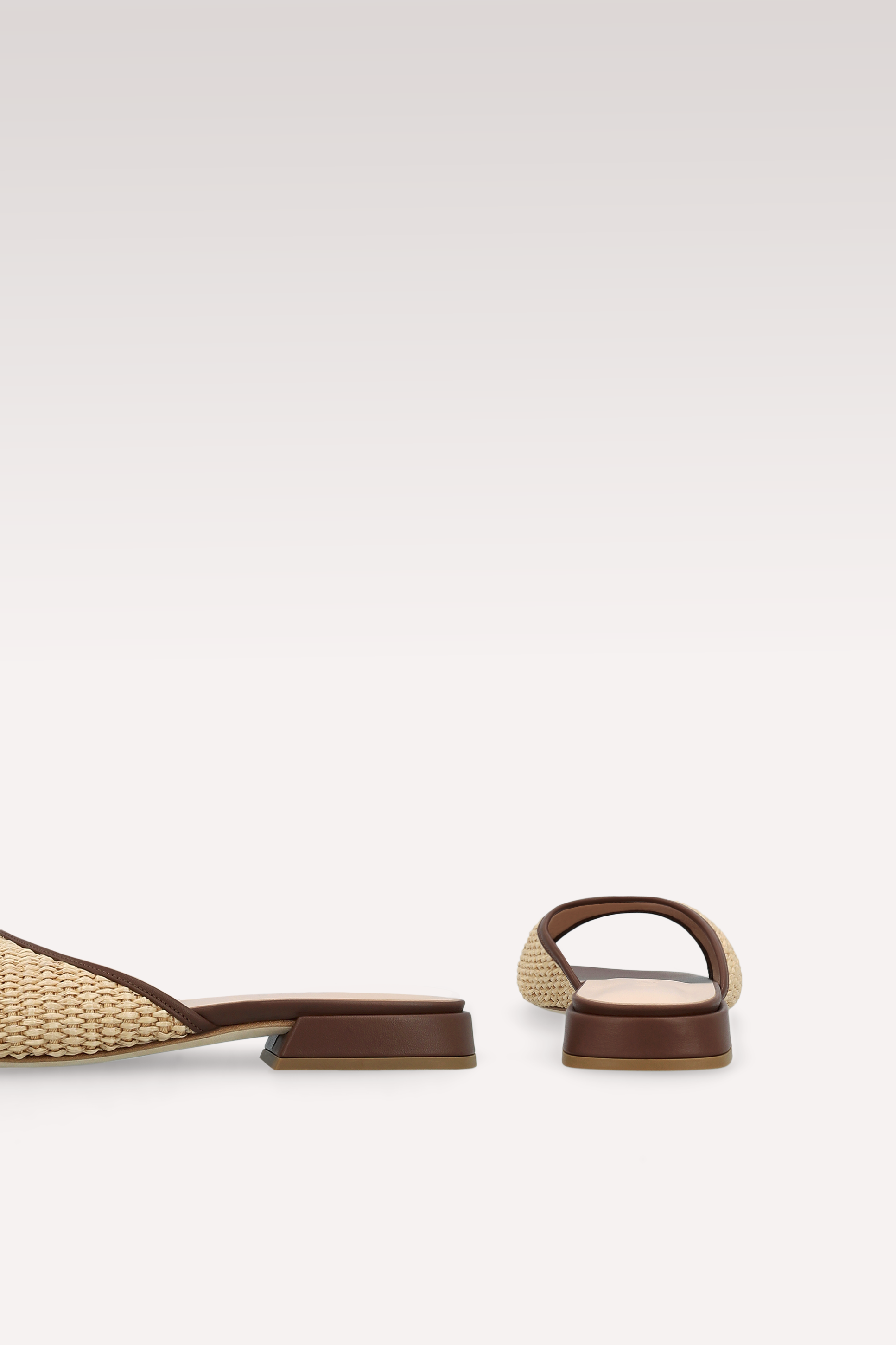 REYA CHOCOLATE BROWN LEATHER AND
RAFFIA MULE