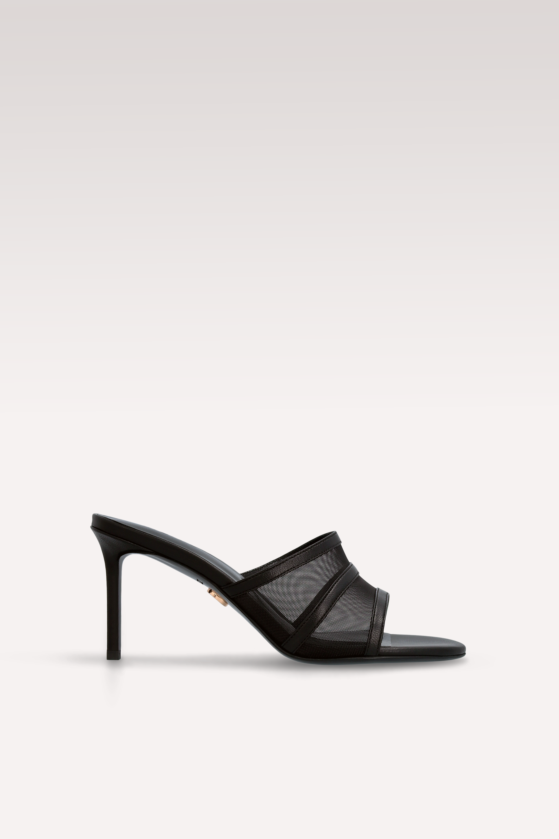 MULES ADELINE IN PELLE NERA E RETE NERA