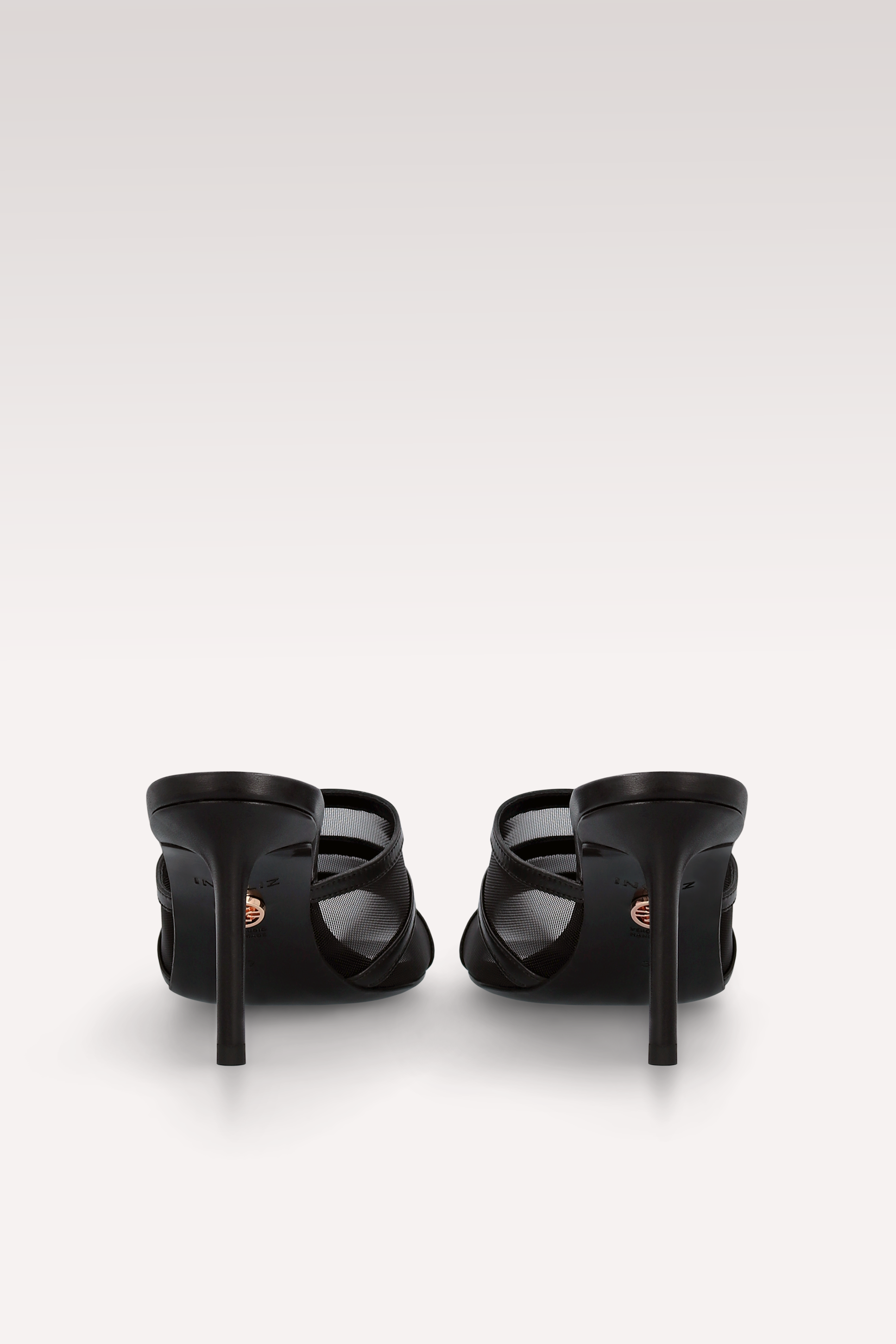 MULES ADELINE IN PELLE NERA E RETE NERA