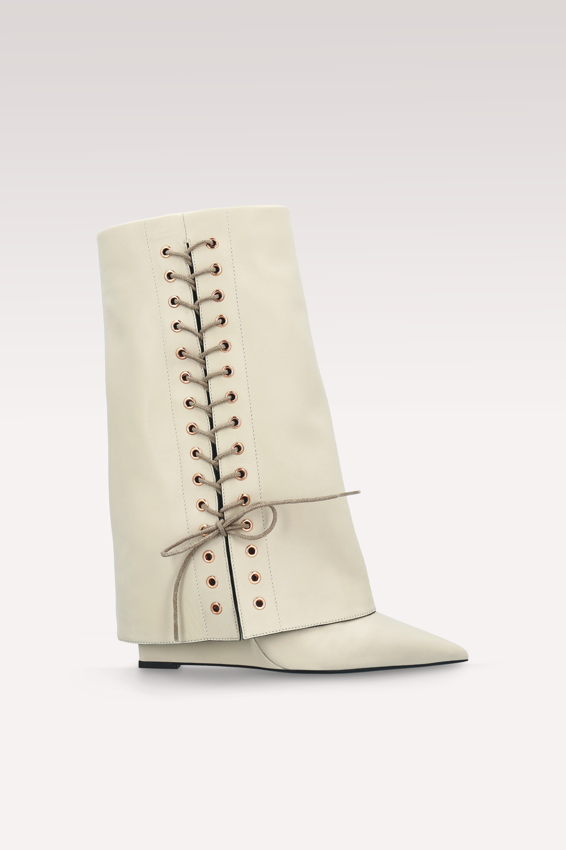 STIVALI CON TACCO IN PELLE LISCIA BEIGE ZEUDI 03