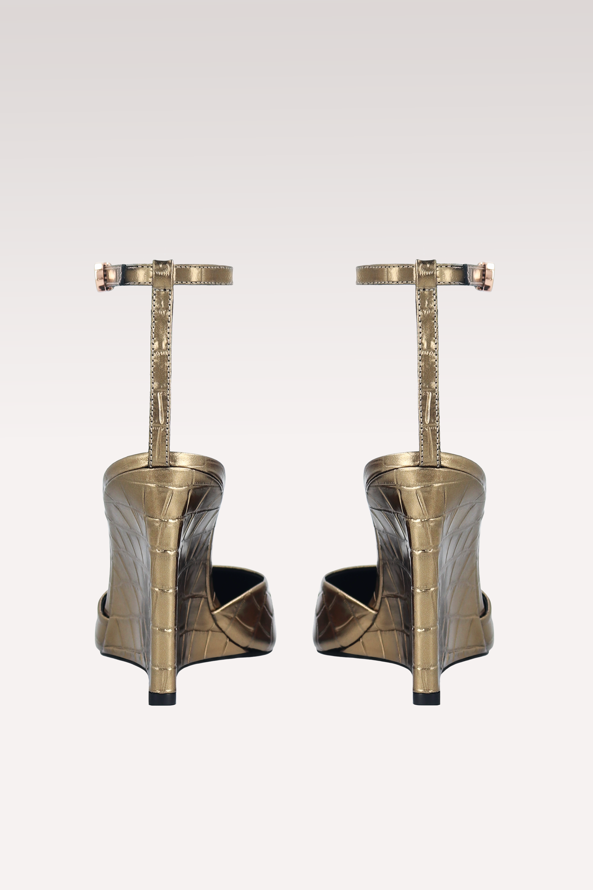 SANDALI MONA IN PELLE GOFFRATA COCCO BRONZO