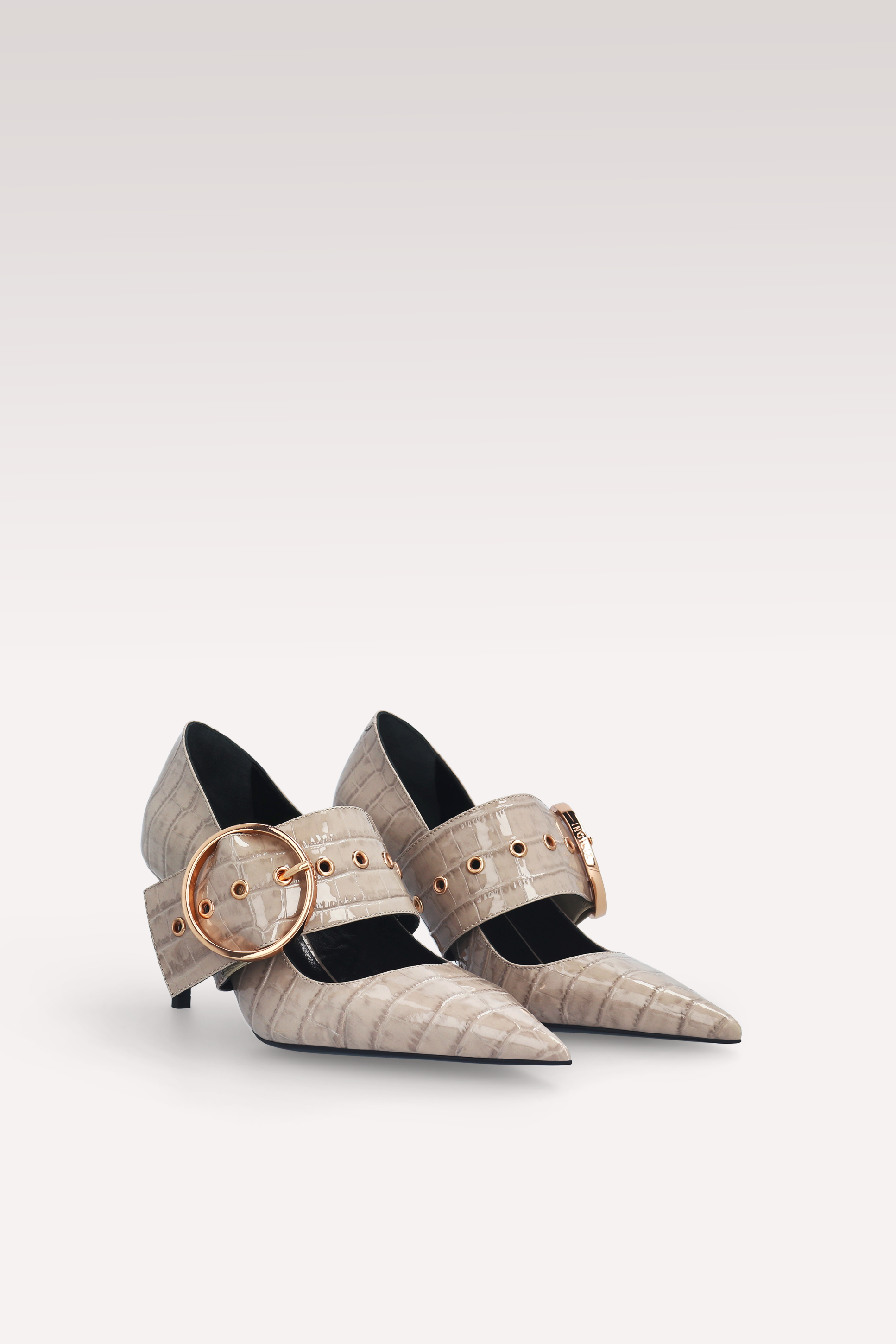 DÉCOLLETÉ MIA 05 BEIGE IN PELLE STAMPATA COCCODRILLO