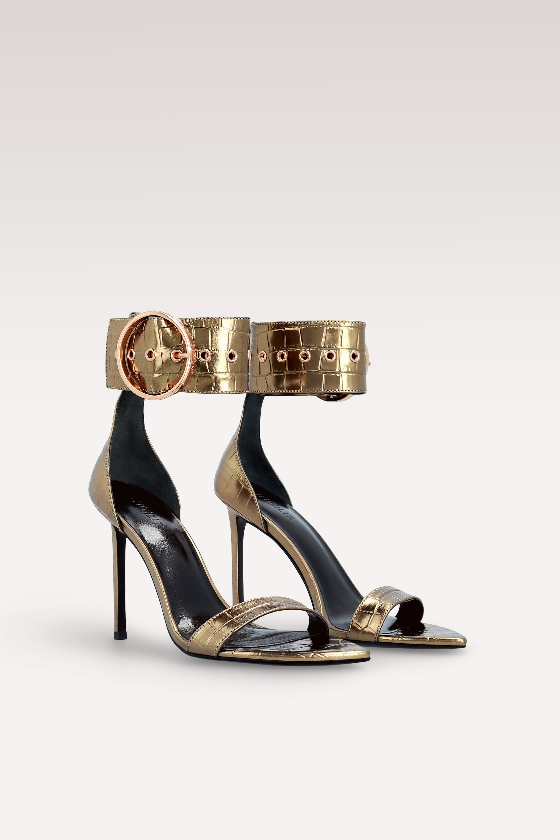 SANDALI ADELE 01 IN PELLE STAMPATA COCCO BRONZO