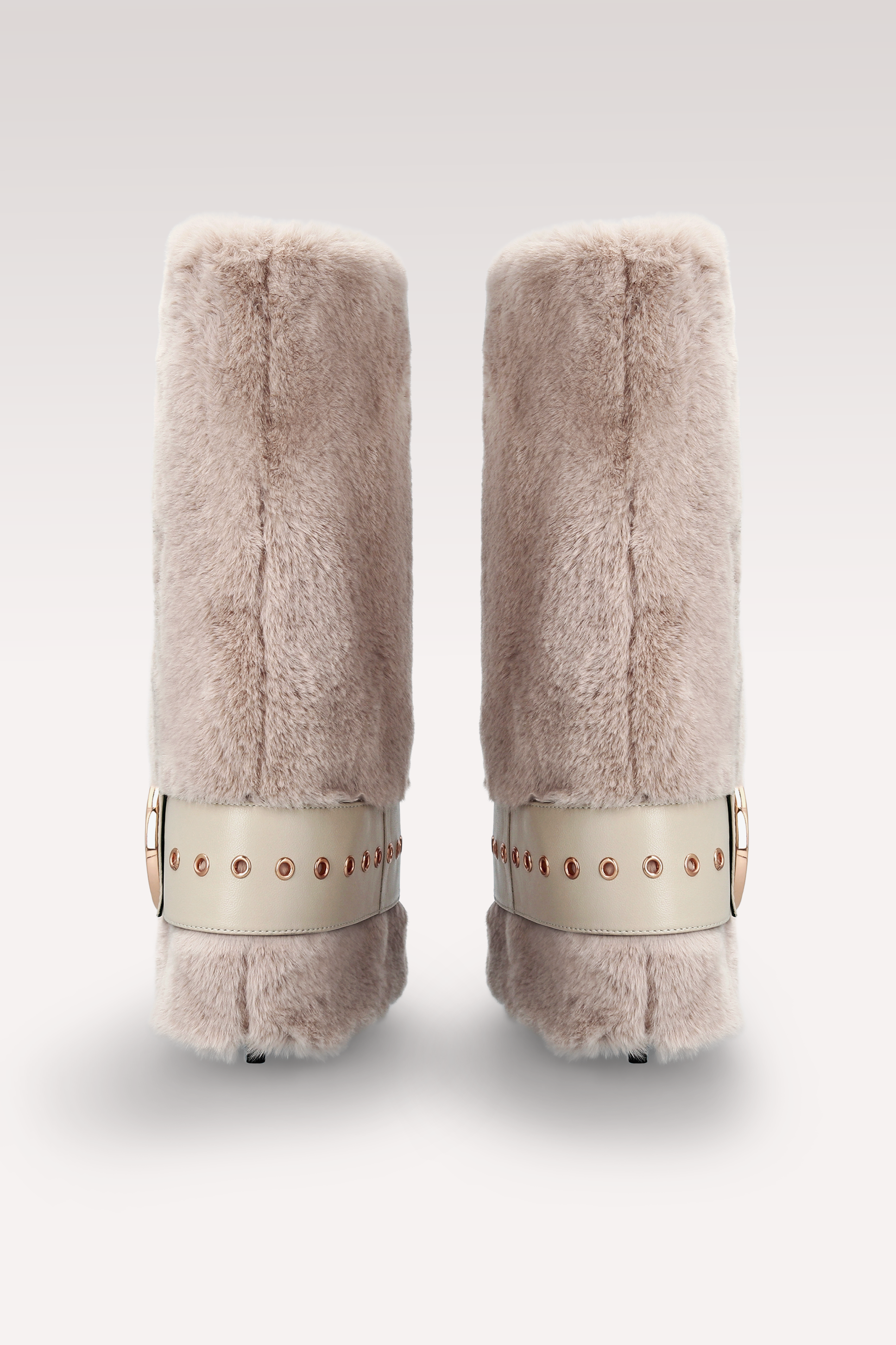 SANDALI ADELE 03 IN PELLICCIA BEIGE E PELLE LISCIA BEIGE