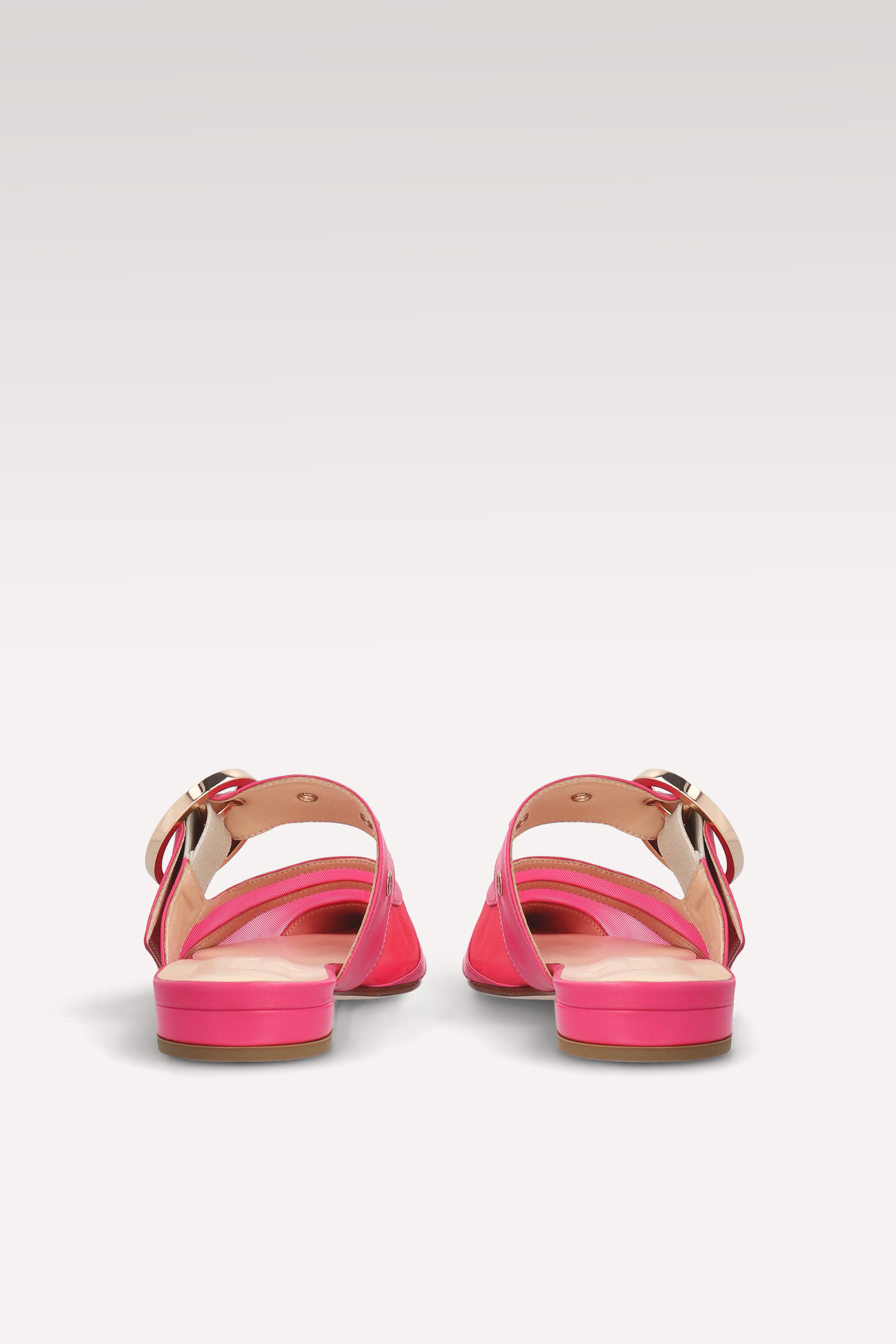 MULES AMELIA IN PELLE E RETE CICLAMINO