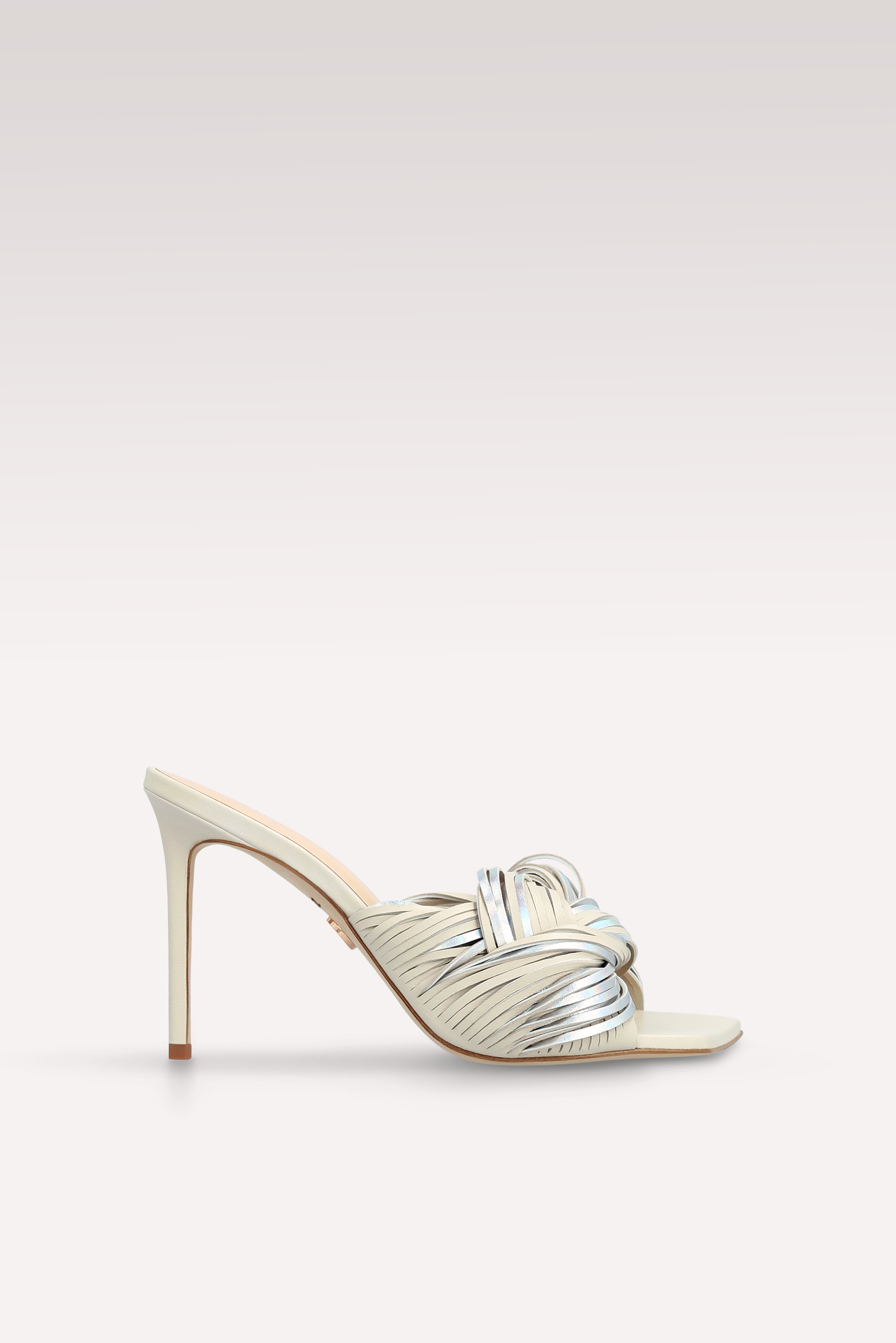 MULES PENELOPE IN PELLE BEIGE E ARGENTO