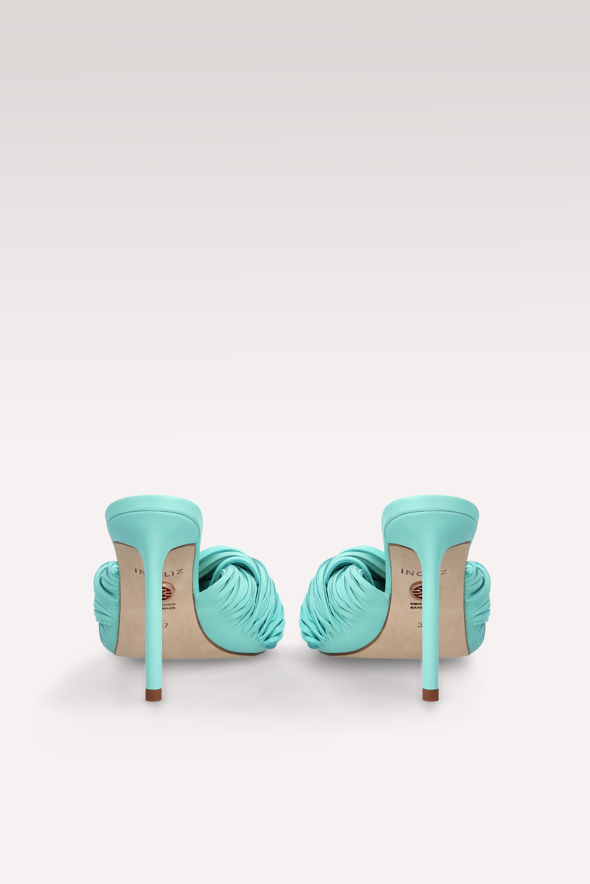 MULES PENELOPE IN PELLE E CAMOSCIO VERDE GHIACCIO