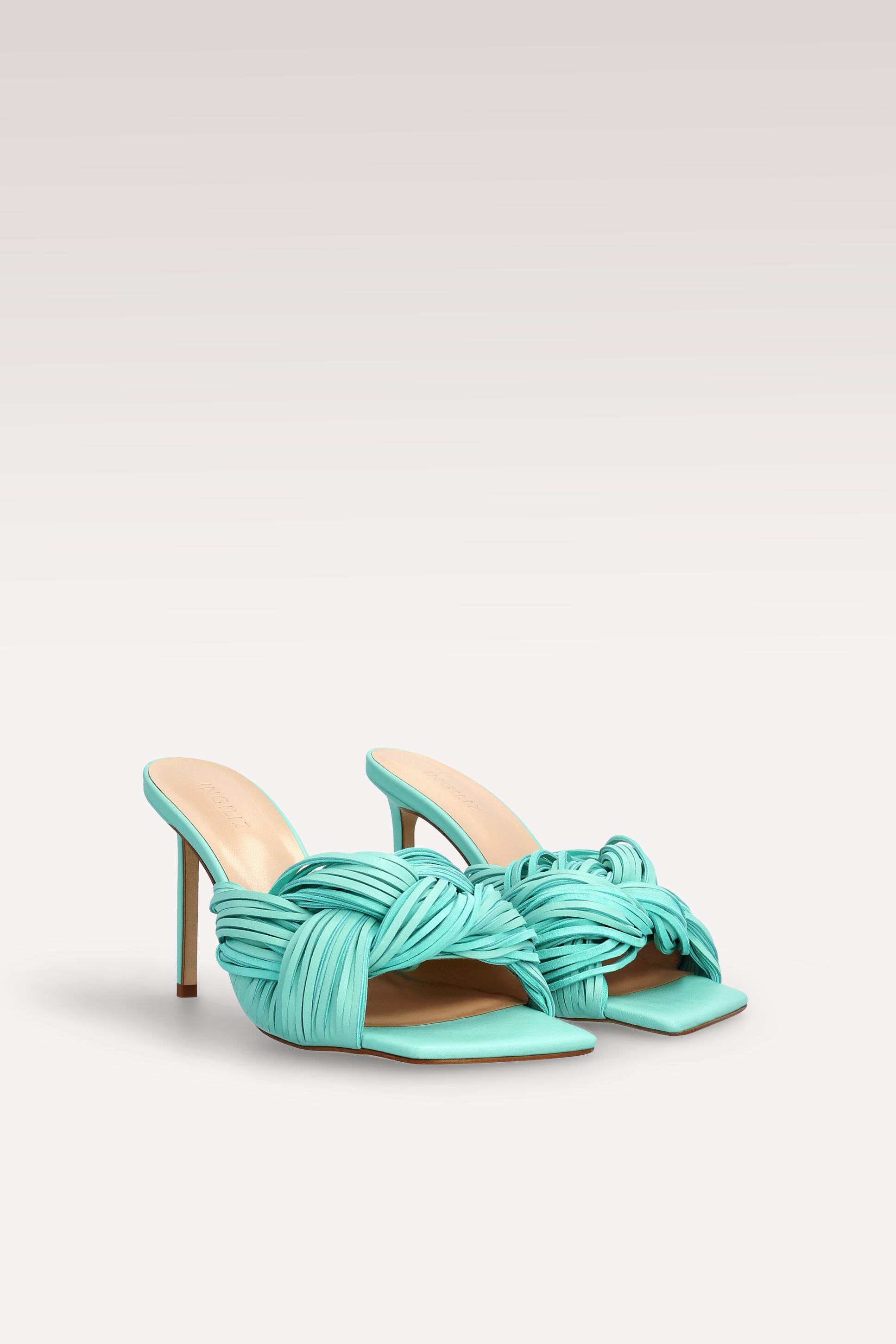MULES PENELOPE IN PELLE E CAMOSCIO VERDE GHIACCIO