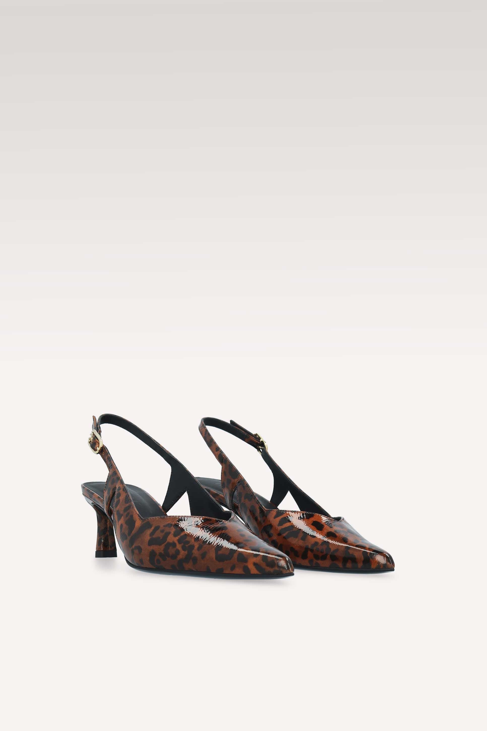 DÉCOLLETÉ CON CINTURINO IN PELLE STAMPA LEOPARDATA MARRONE ORCHIDEA