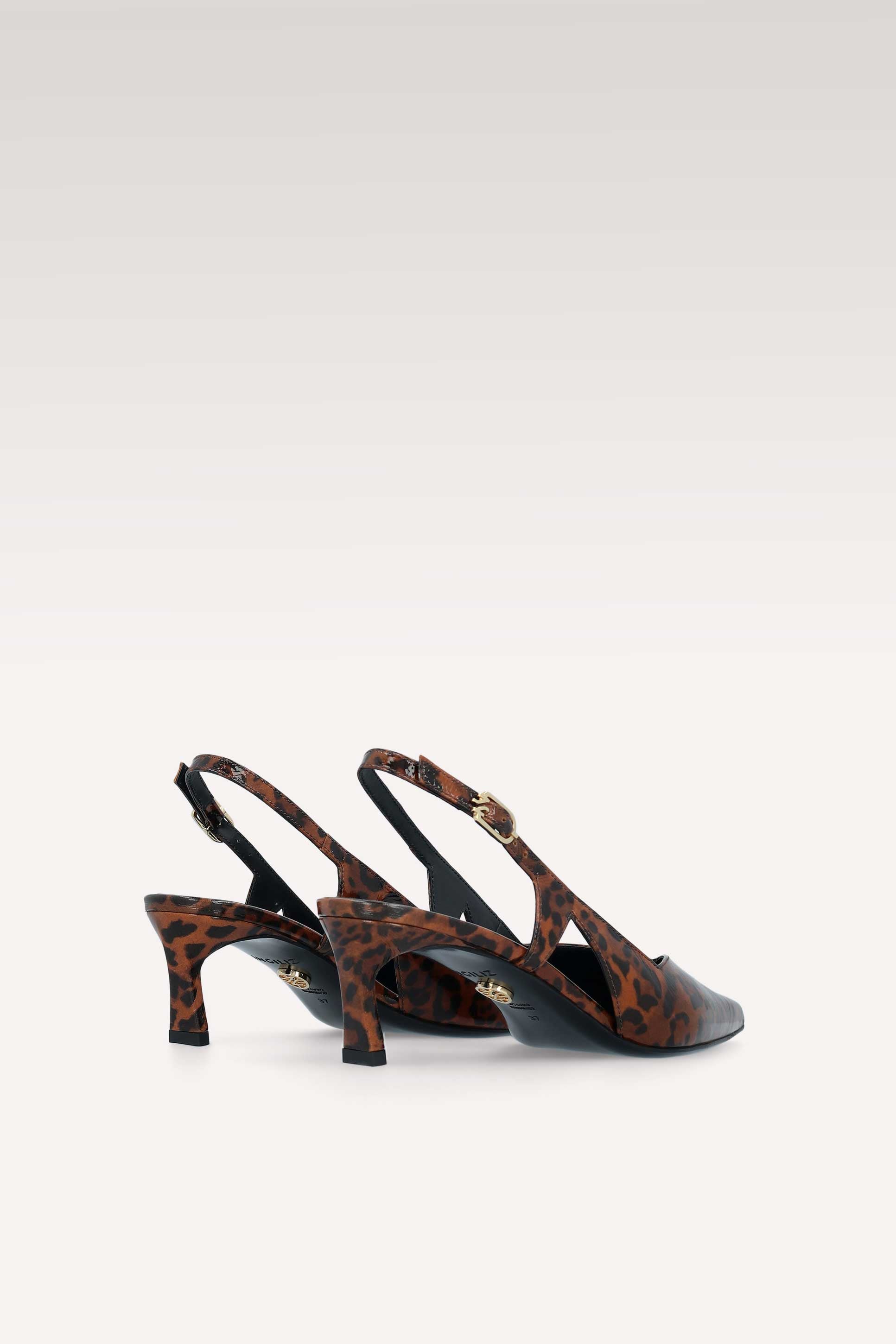 DÉCOLLETÉ CON CINTURINO IN PELLE STAMPA LEOPARDATA MARRONE ORCHIDEA