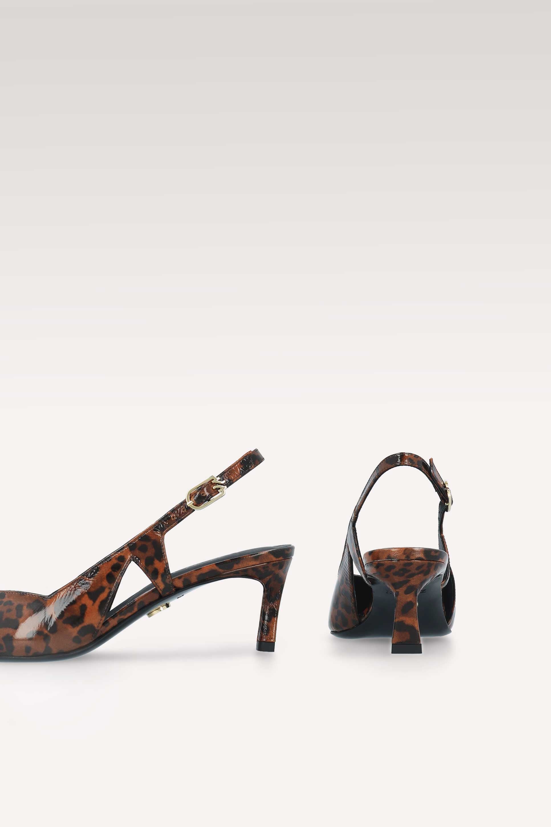 DÉCOLLETÉ CON CINTURINO IN PELLE STAMPA LEOPARDATA MARRONE ORCHIDEA
