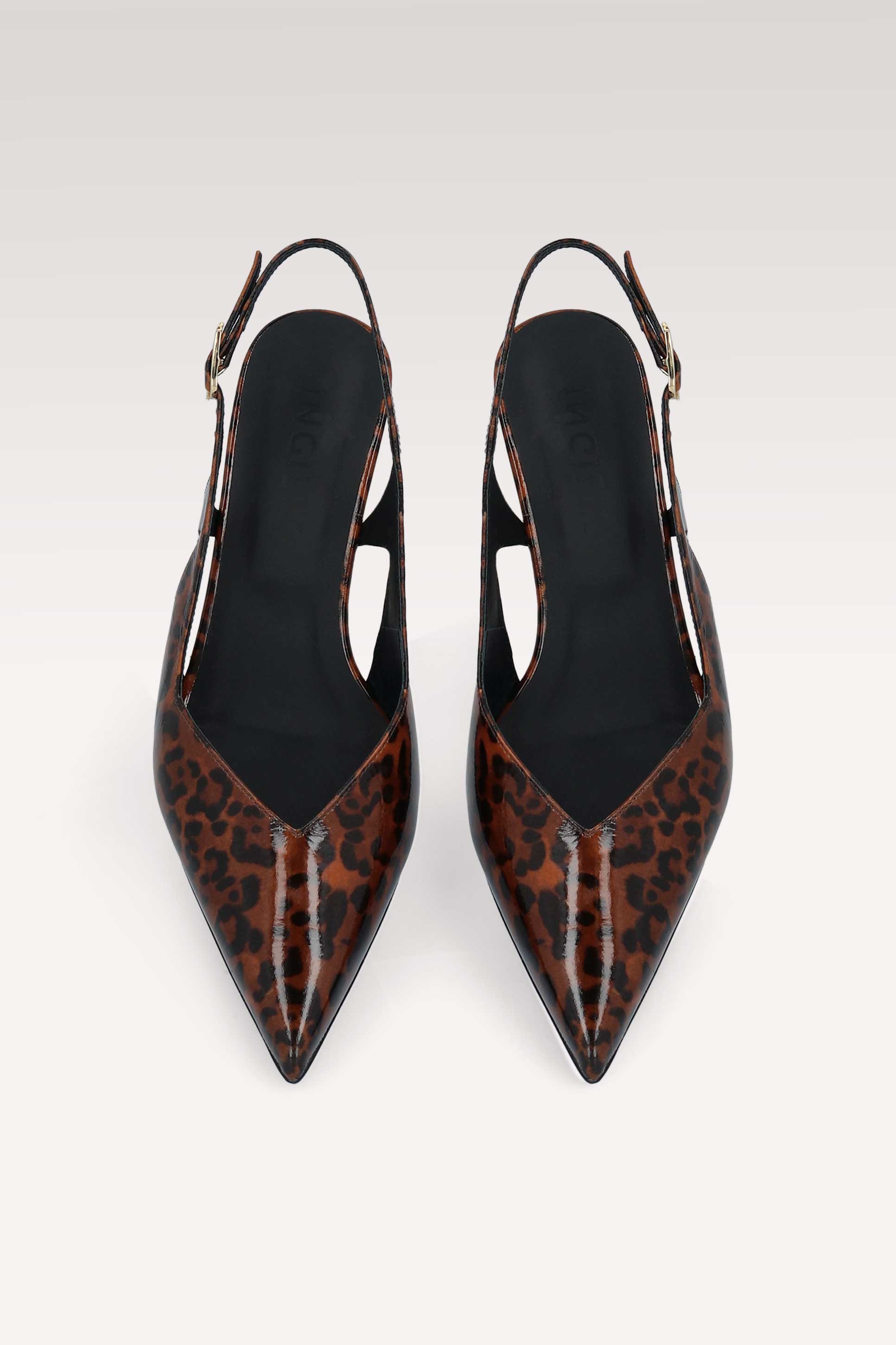 DÉCOLLETÉ CON CINTURINO IN PELLE STAMPA LEOPARDATA MARRONE ORCHIDEA
