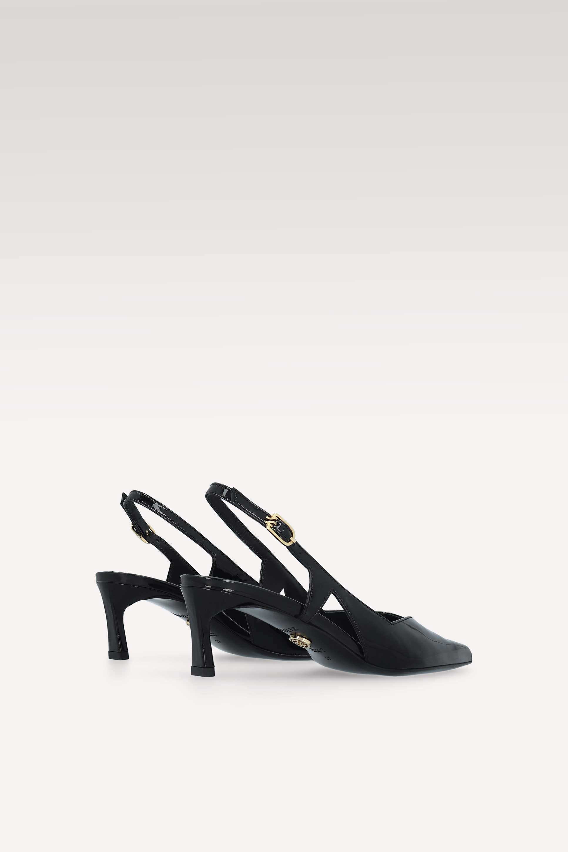 DÉCOLLETÉ CON CINTURINO IN VERNICE NERA ORCHIDEA