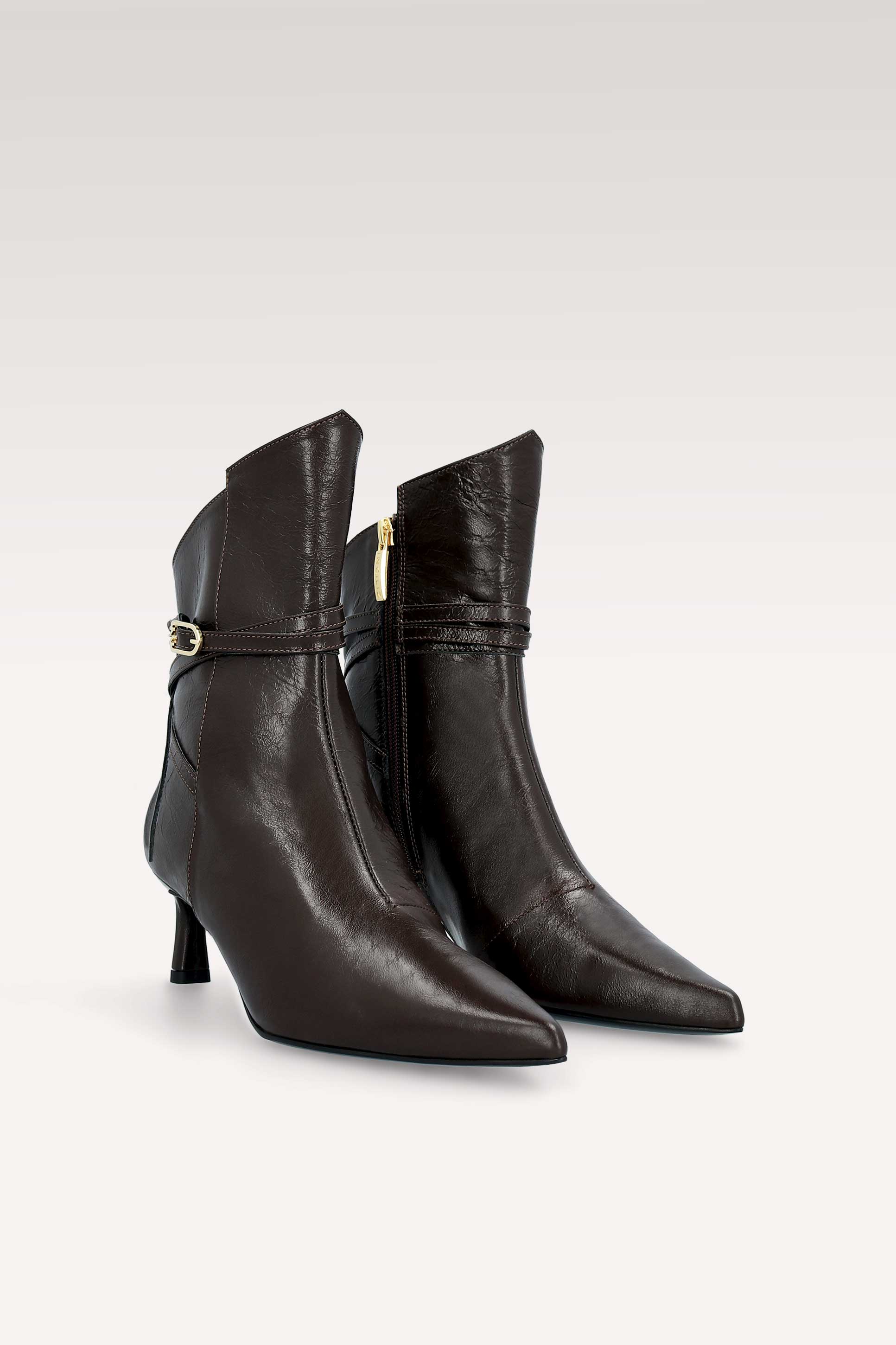 STIVALETTI ORIANA IN PELLE NAPPA MARRONE RUGOSA