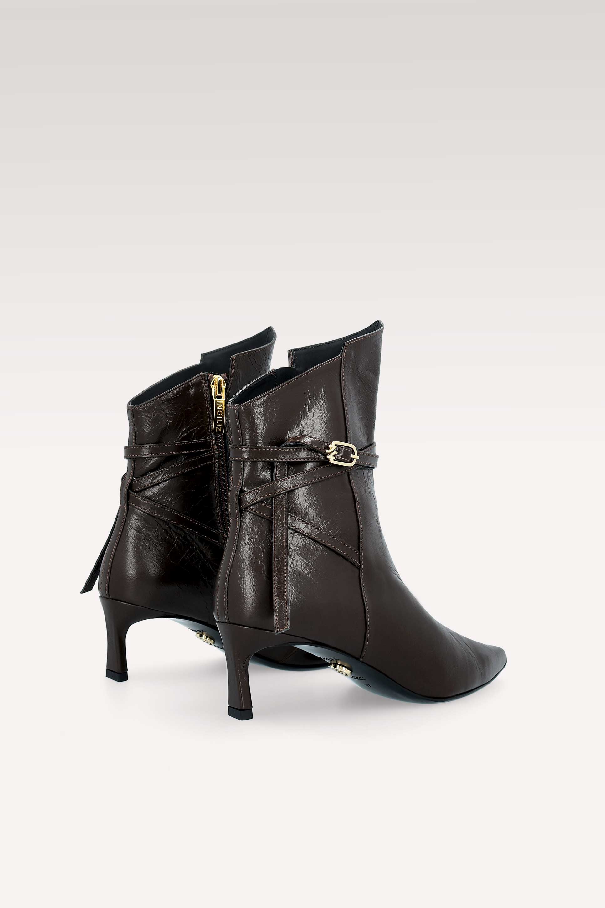STIVALETTI ORIANA IN PELLE NAPPA MARRONE RUGOSA