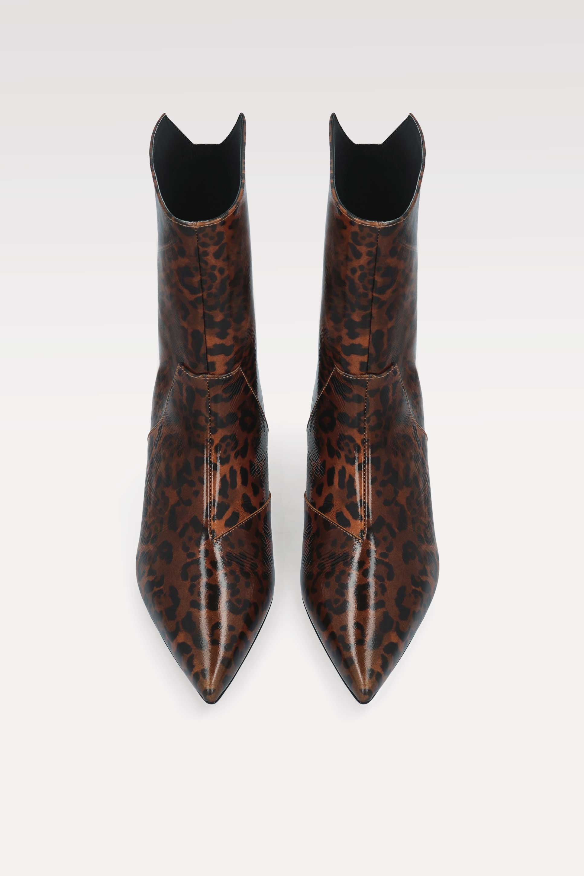 STIVALETTI IN PELLE STAMPA LEOPARDATA MARRONE ODETTE